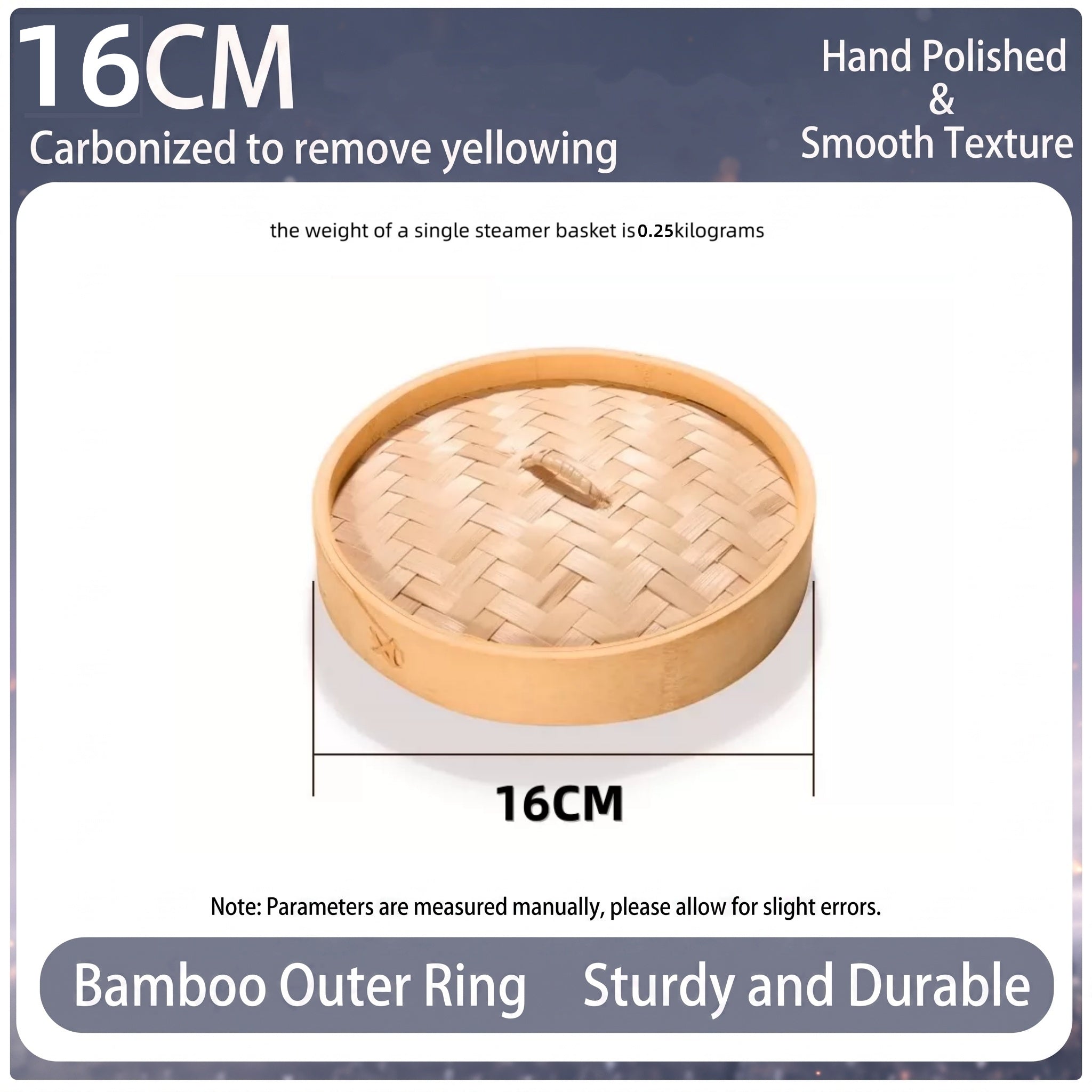 Durable Carbonized Bamboo Steamer with Name Tag