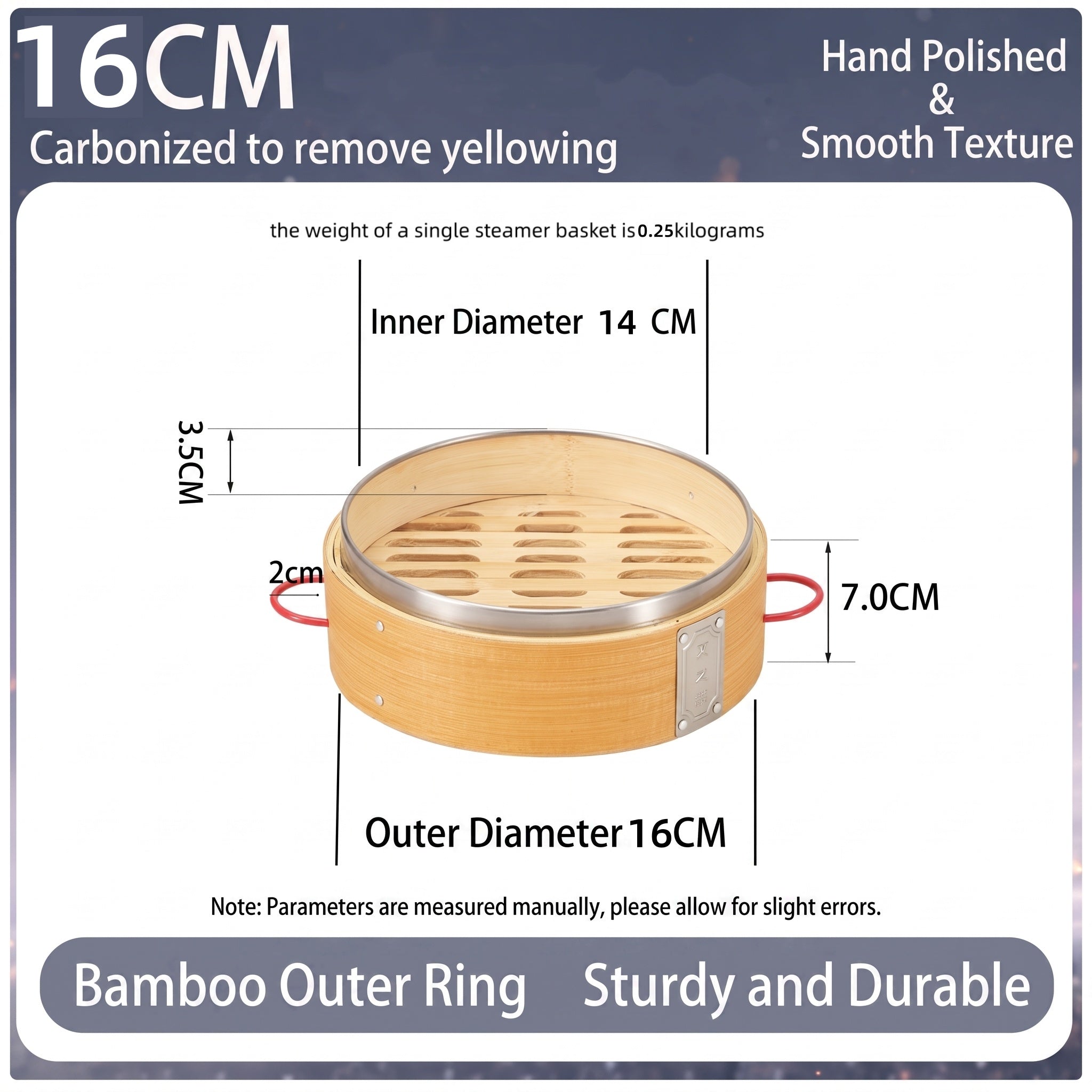 Durable Carbonized Bamboo Steamer with Name Tag