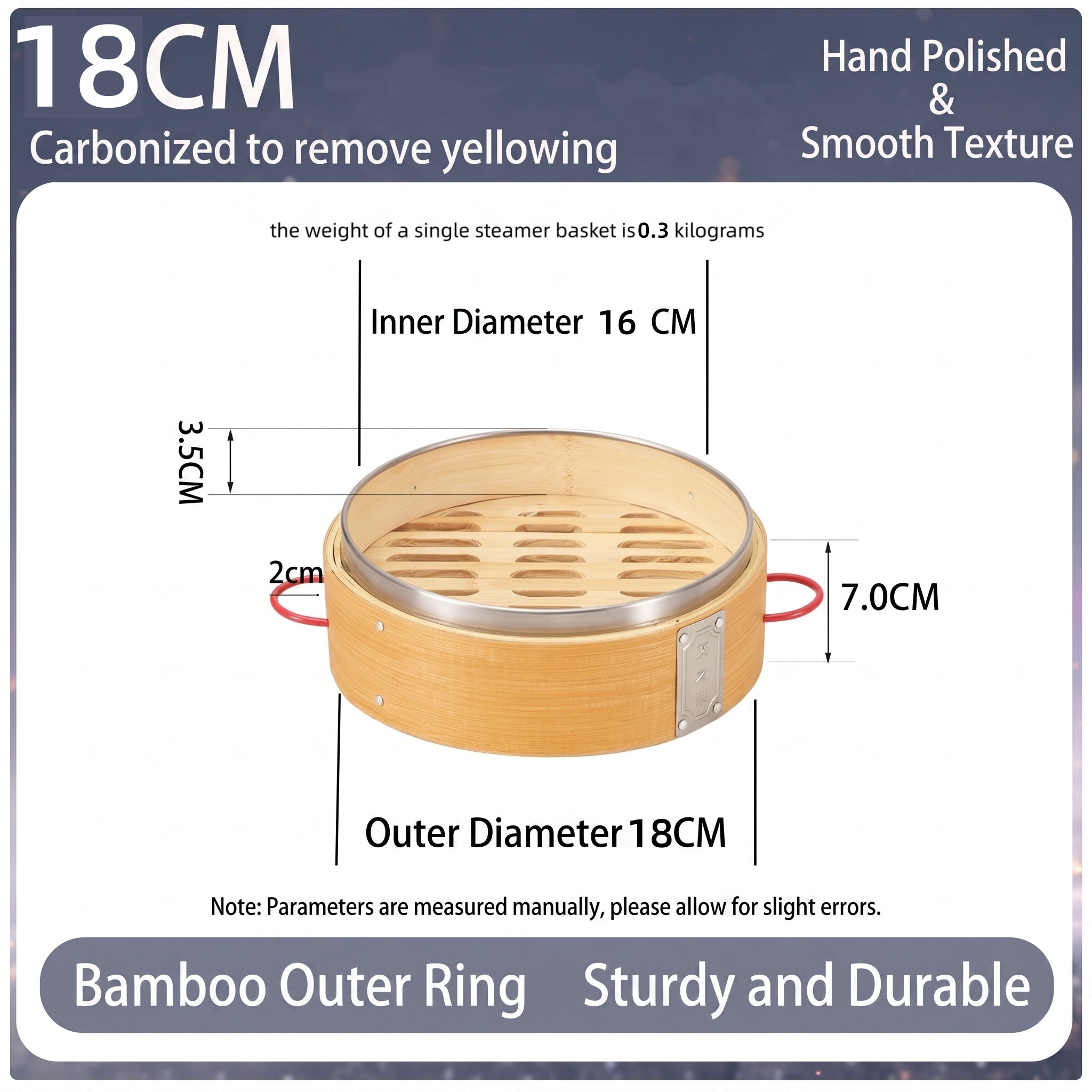 Durable Carbonized Bamboo Steamer with Name Tag