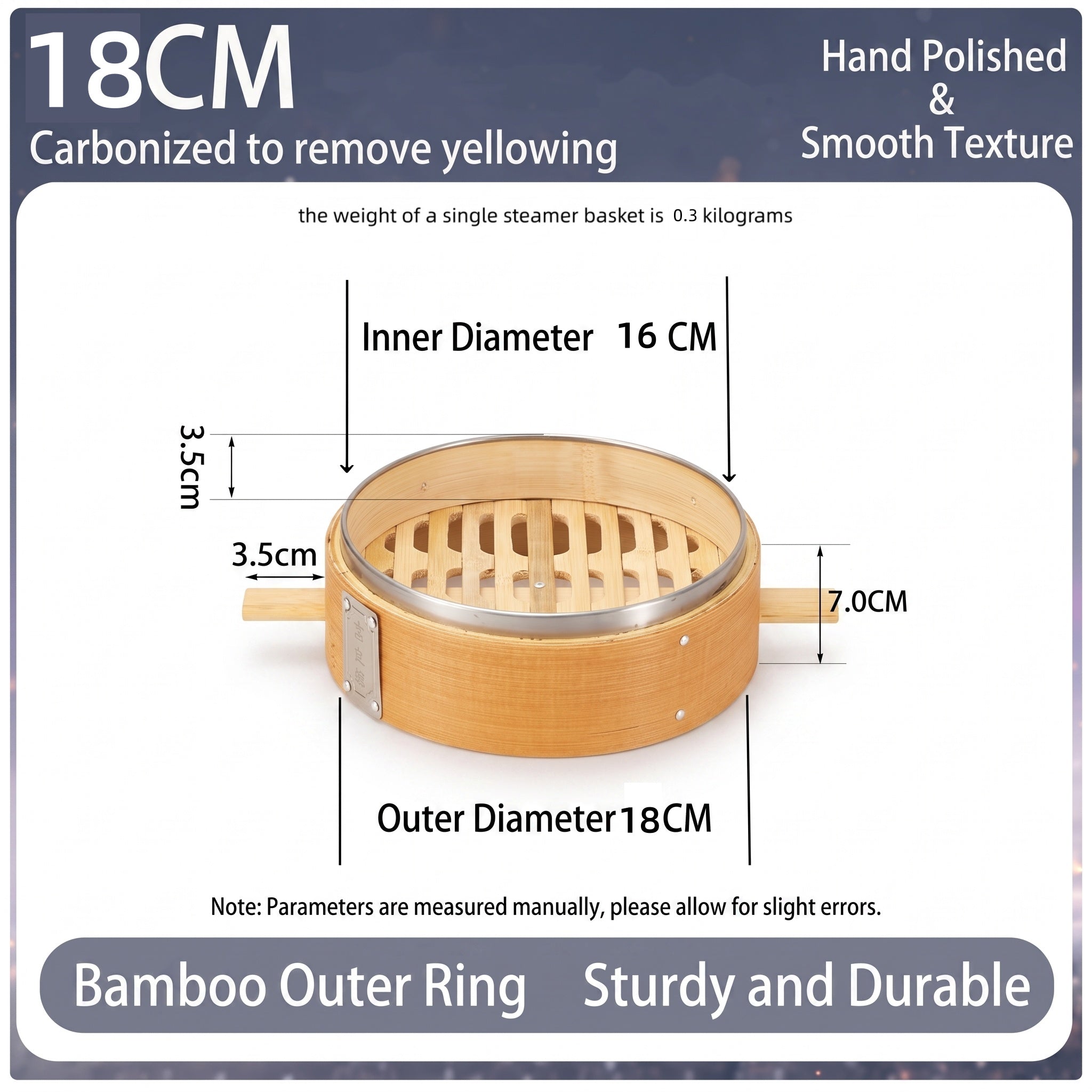 Durable Carbonized Bamboo Steamer with Name Tag