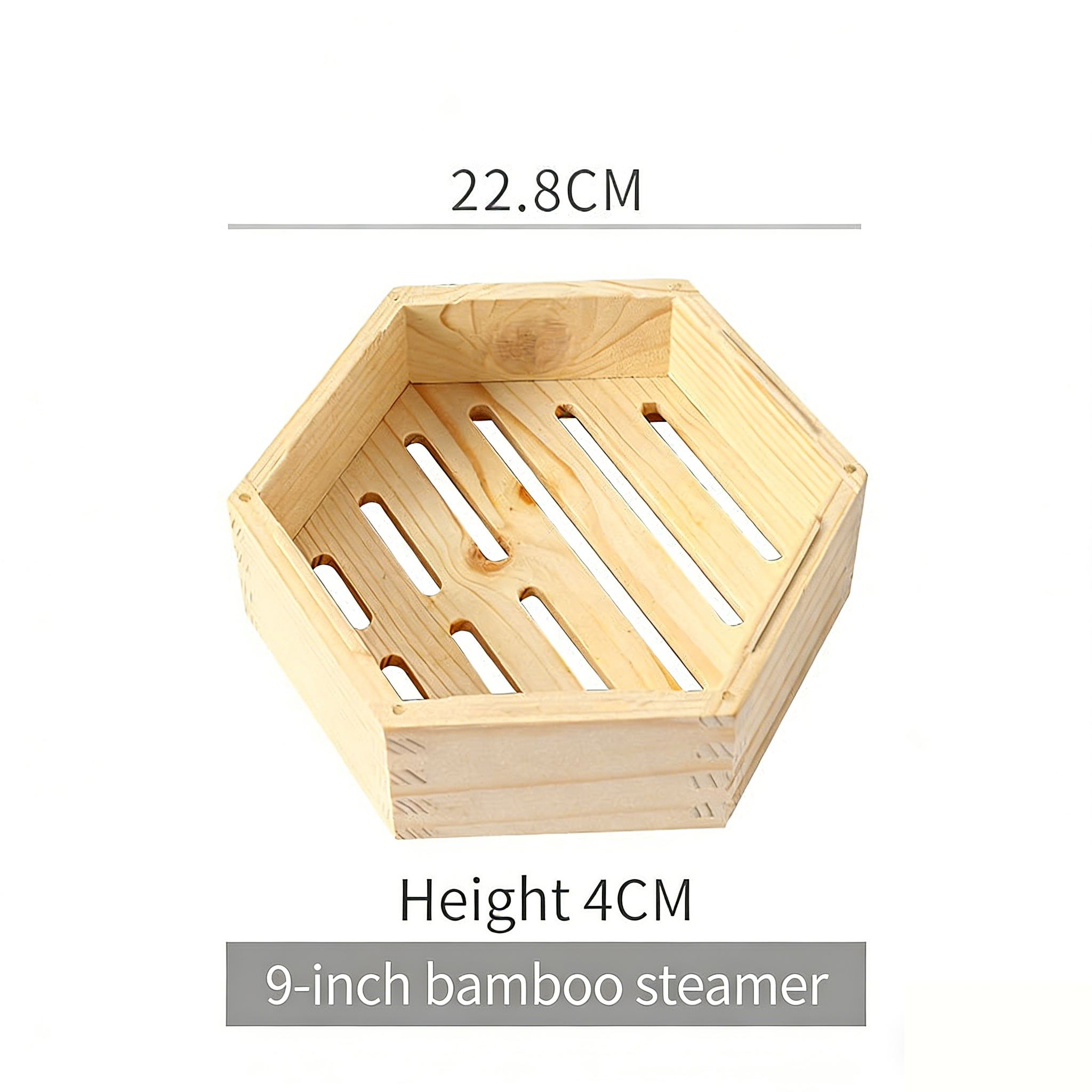 Hexagonal Wooden Steamer Basket-Premium Dim Sum Steamer for Dumplings & Buns