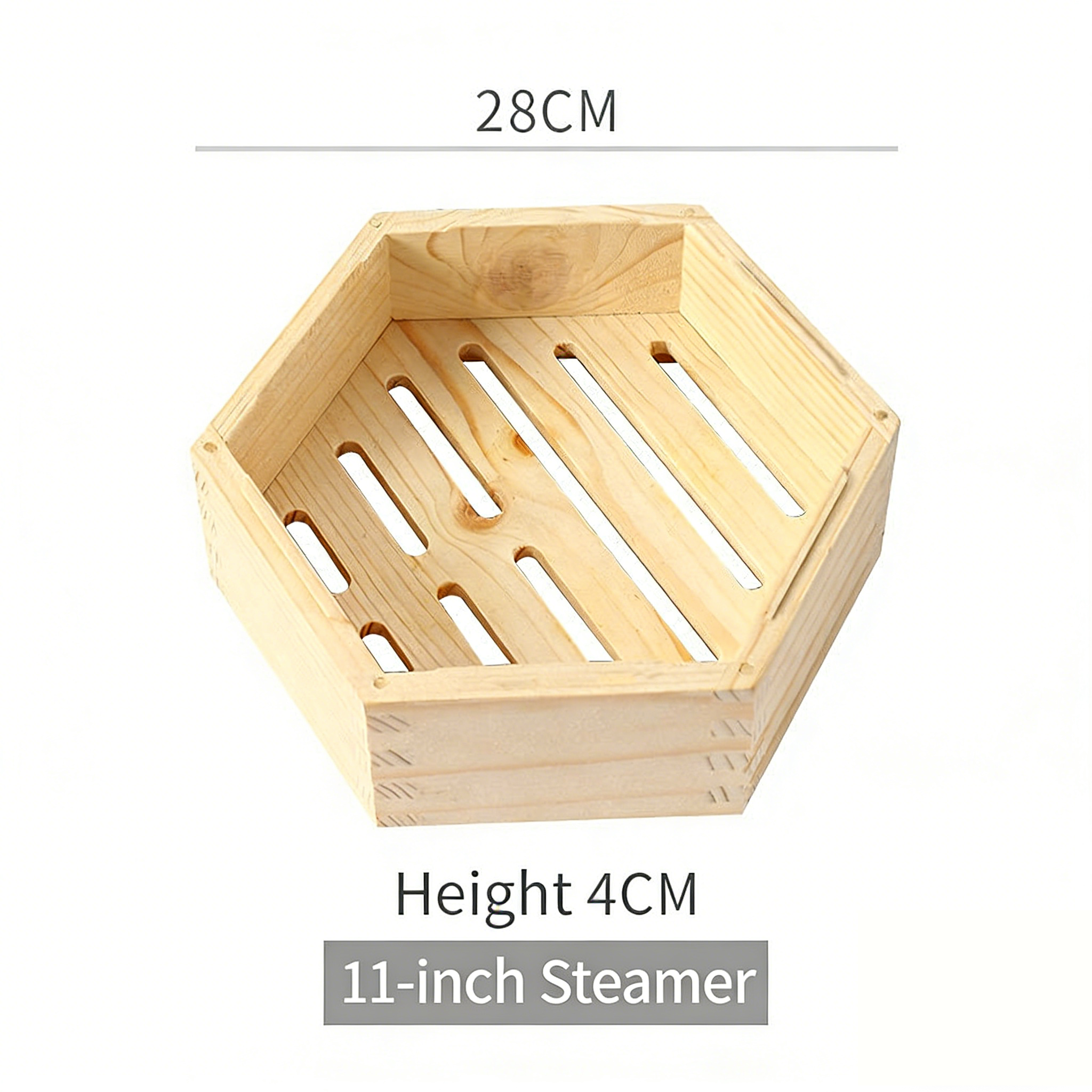 Hexagonal Wooden Steamer Basket-Premium Dim Sum Steamer for Dumplings & Buns