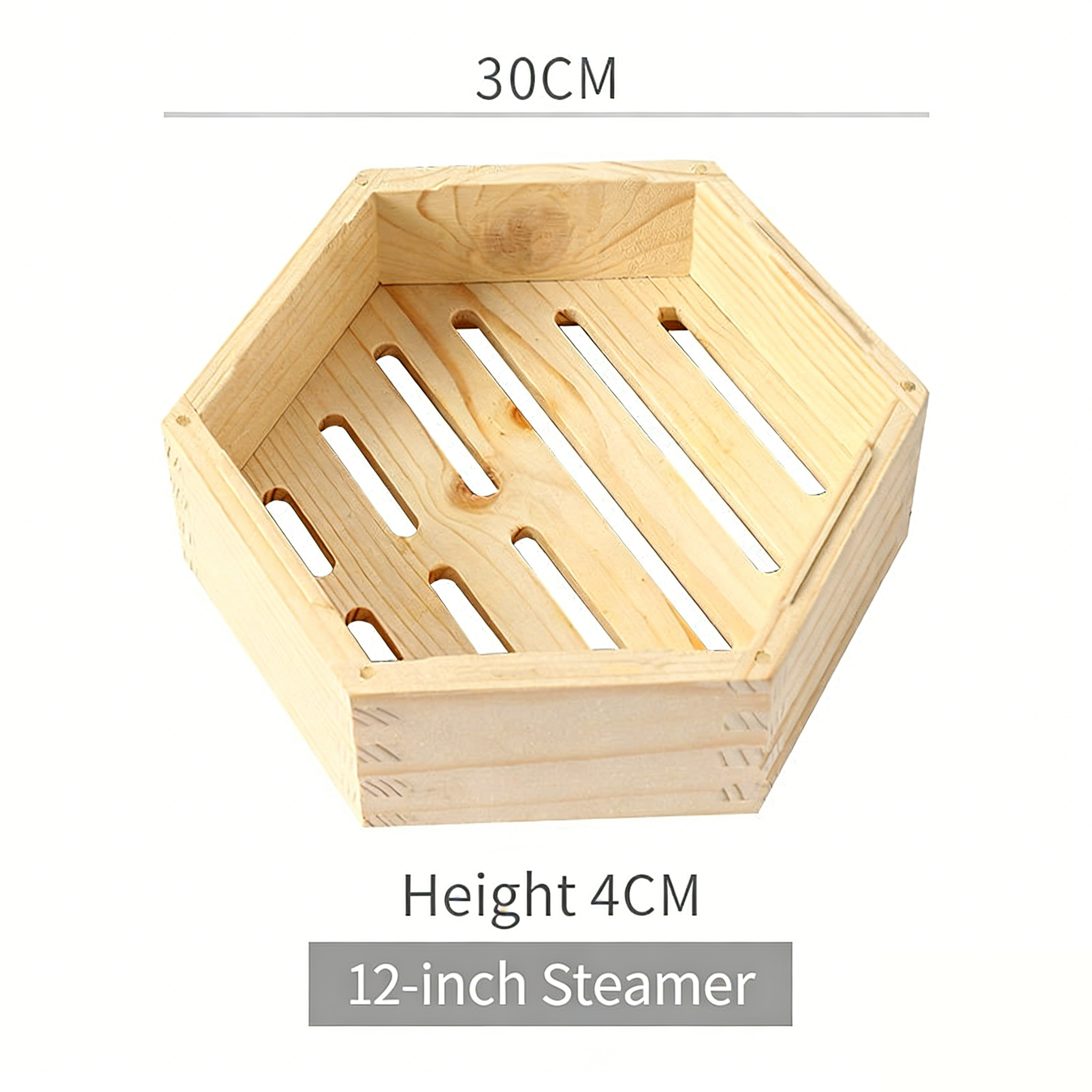 Hexagonal Wooden Steamer Basket-Premium Dim Sum Steamer for Dumplings & Buns