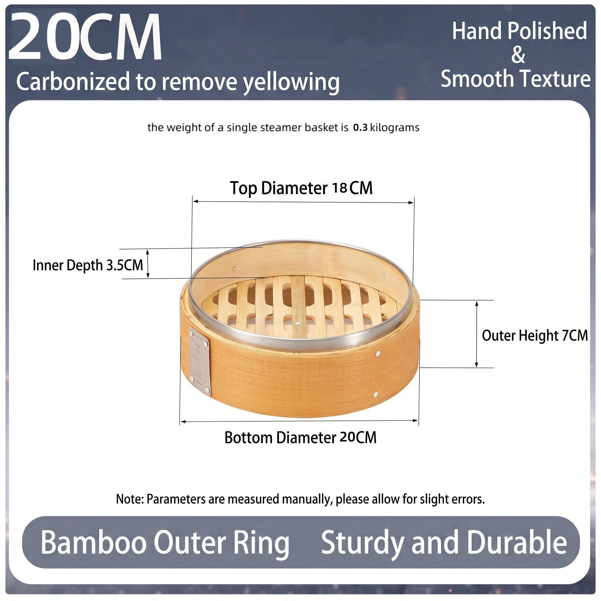 Durable Carbonized Bamboo Steamer with Name Tag