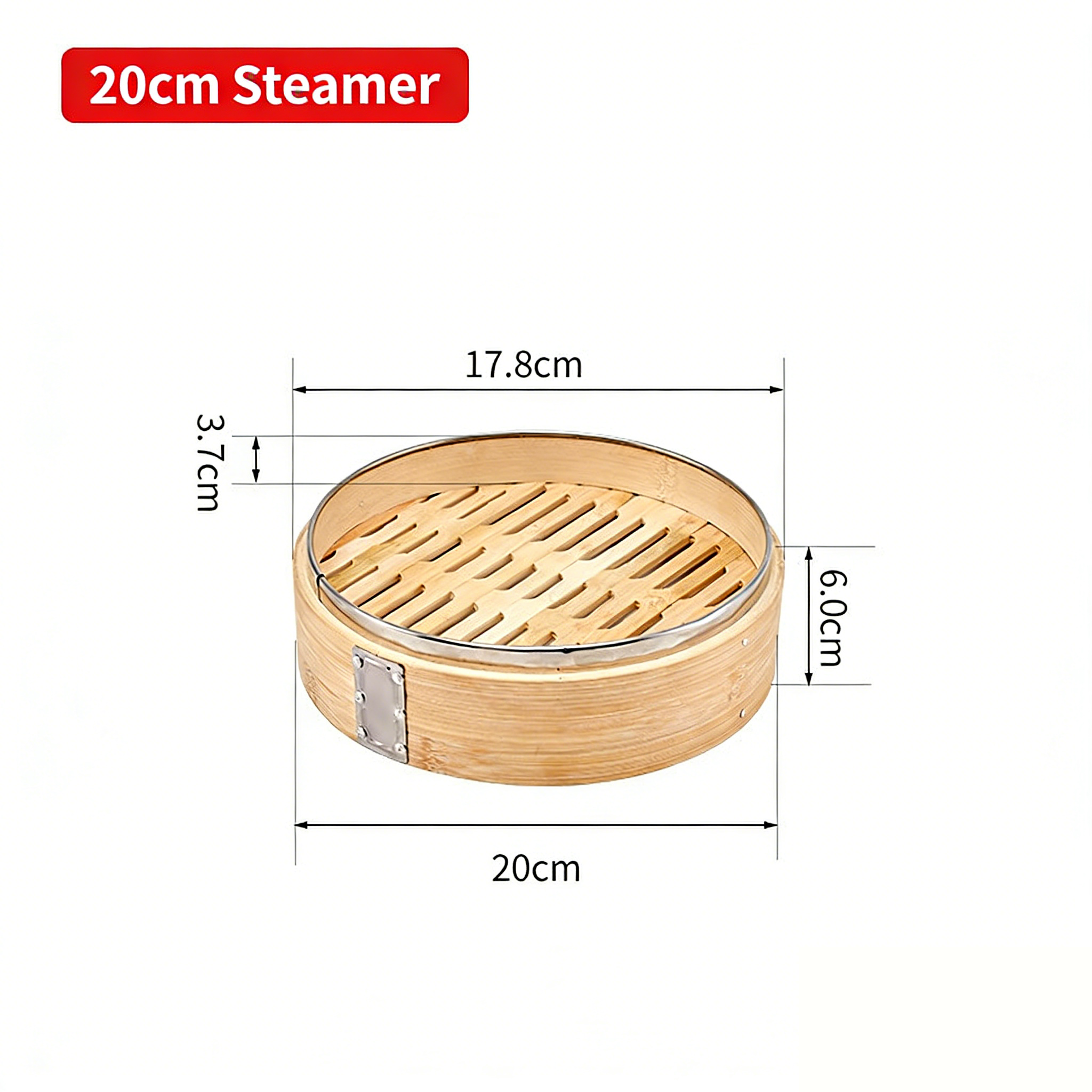 Handcrafted Carbonized Bamboo Steamer, Stainless Steel Reinforced