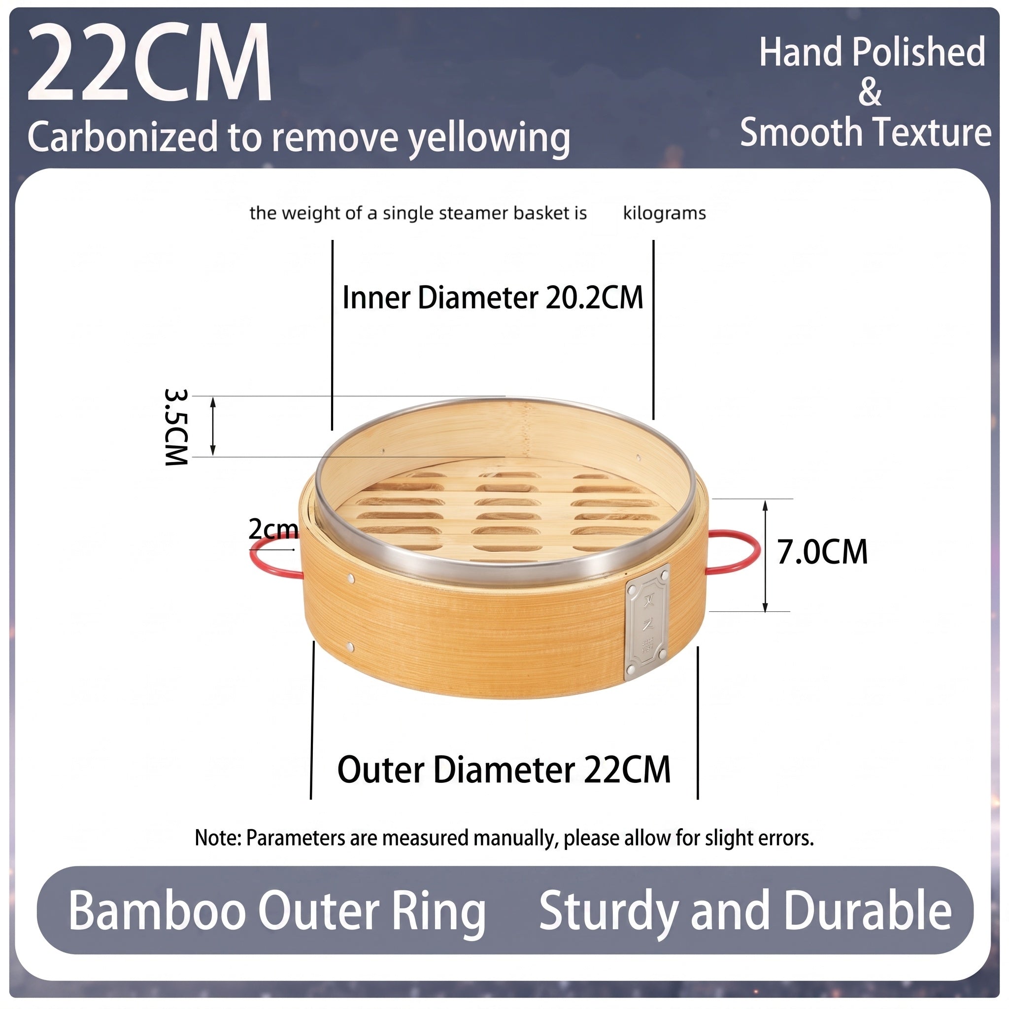 Durable Carbonized Bamboo Steamer with Name Tag