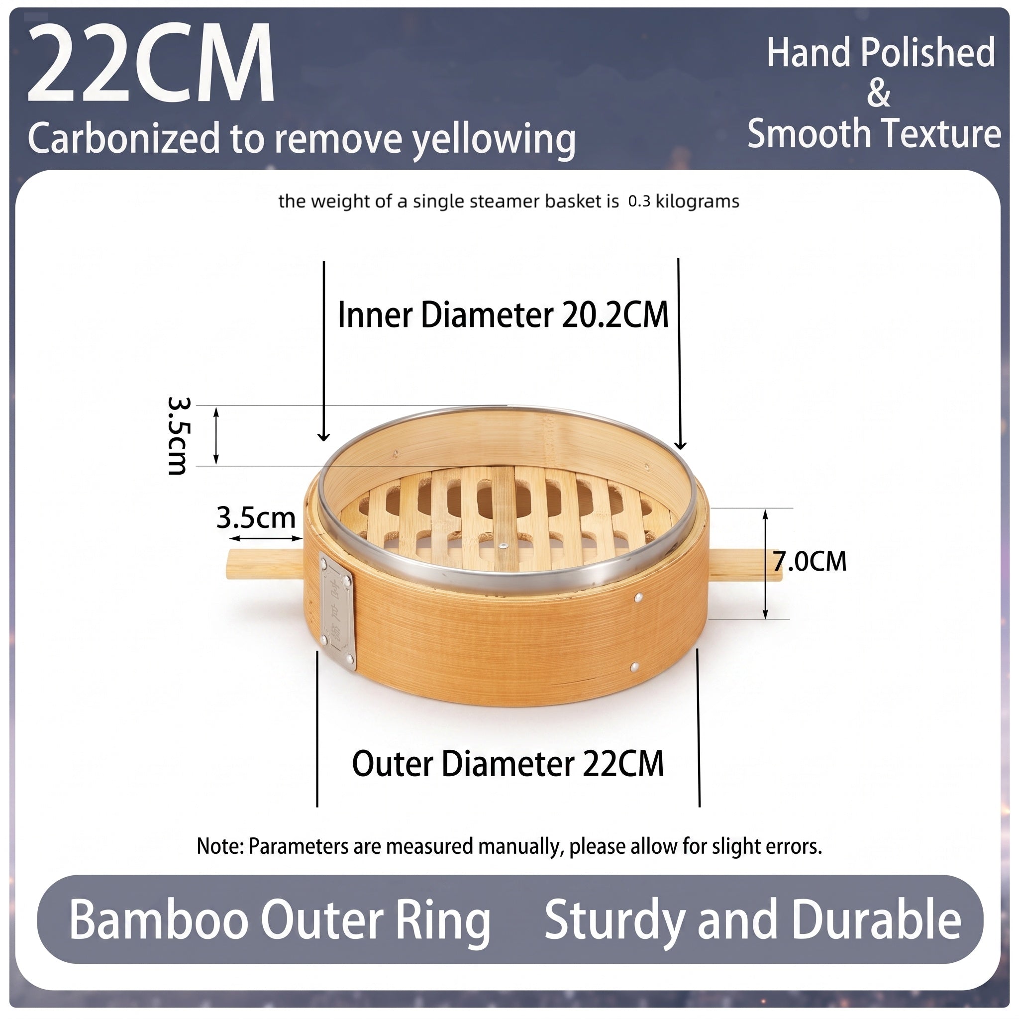 Durable Carbonized Bamboo Steamer with Name Tag