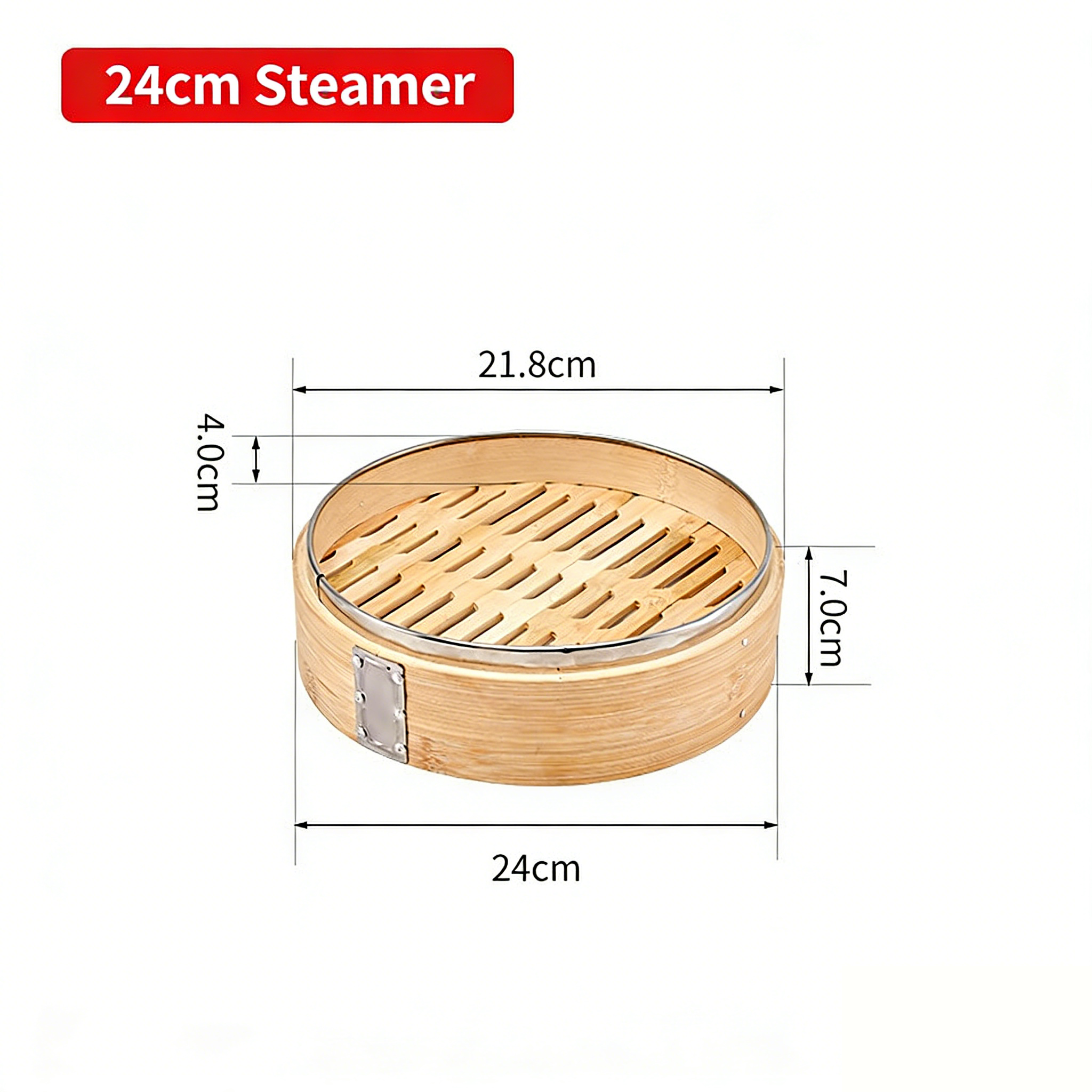 Handcrafted Carbonized Bamboo Steamer, Stainless Steel Reinforced