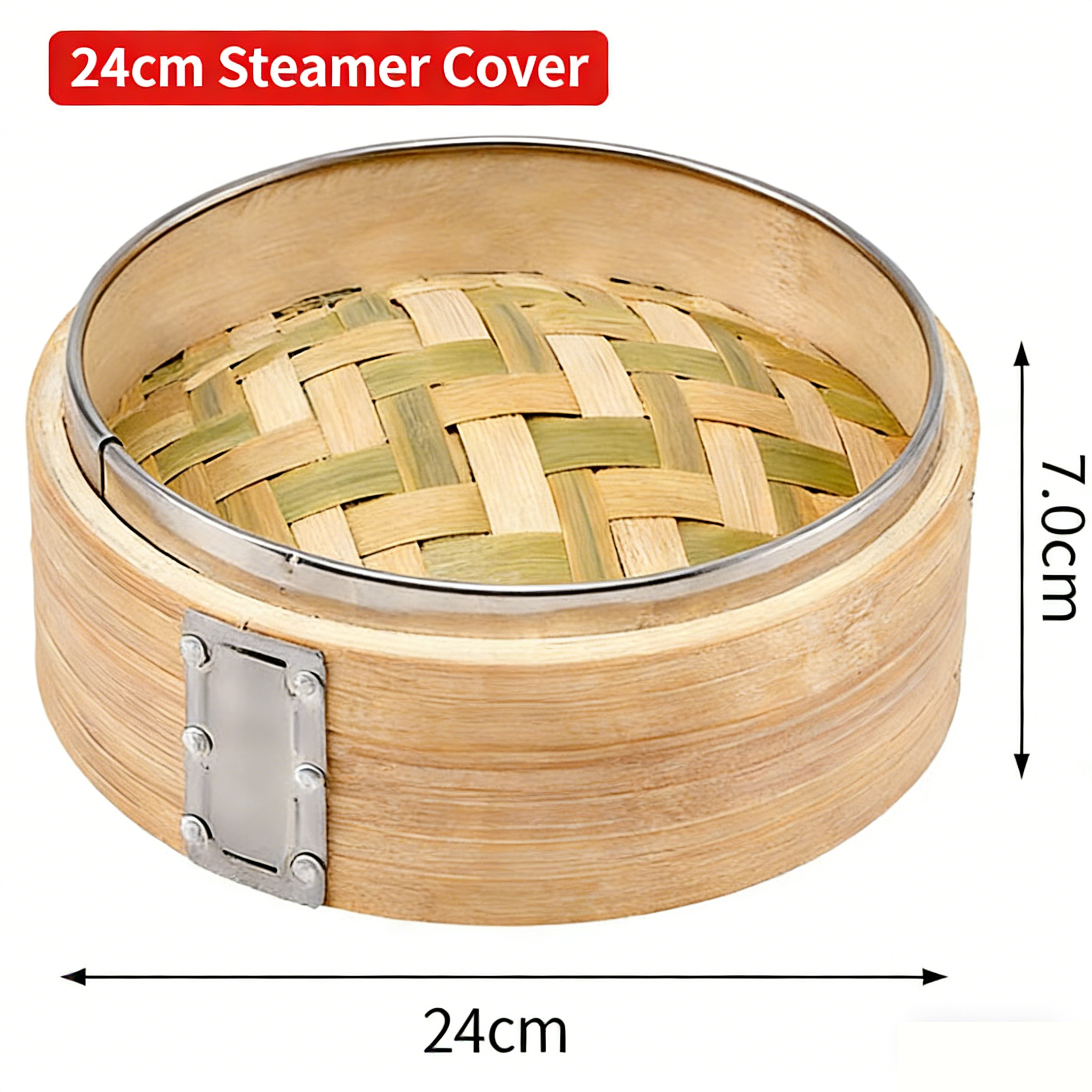Handcrafted Carbonized Bamboo Steamer, Stainless Steel Reinforced