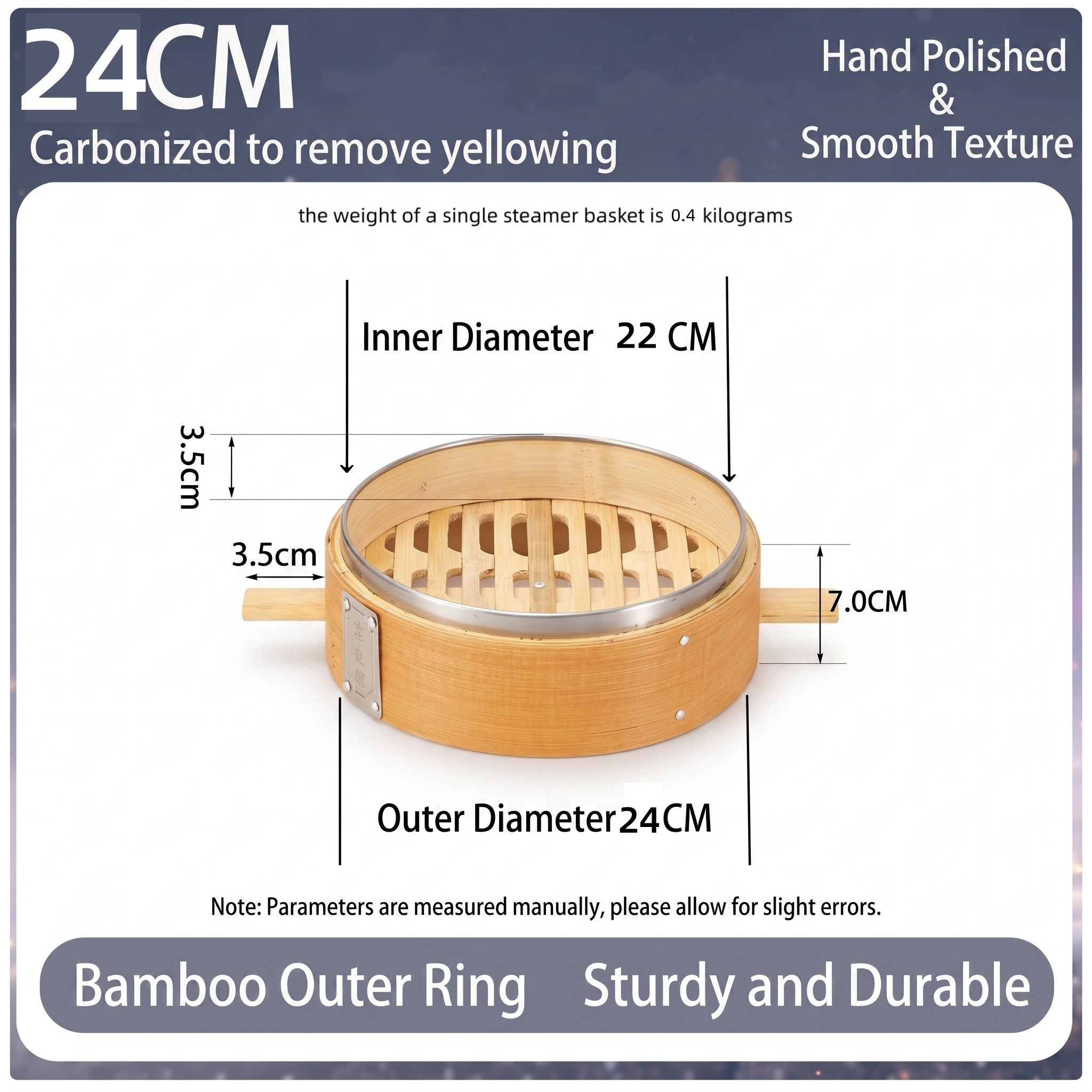 Durable Carbonized Bamboo Steamer with Name Tag