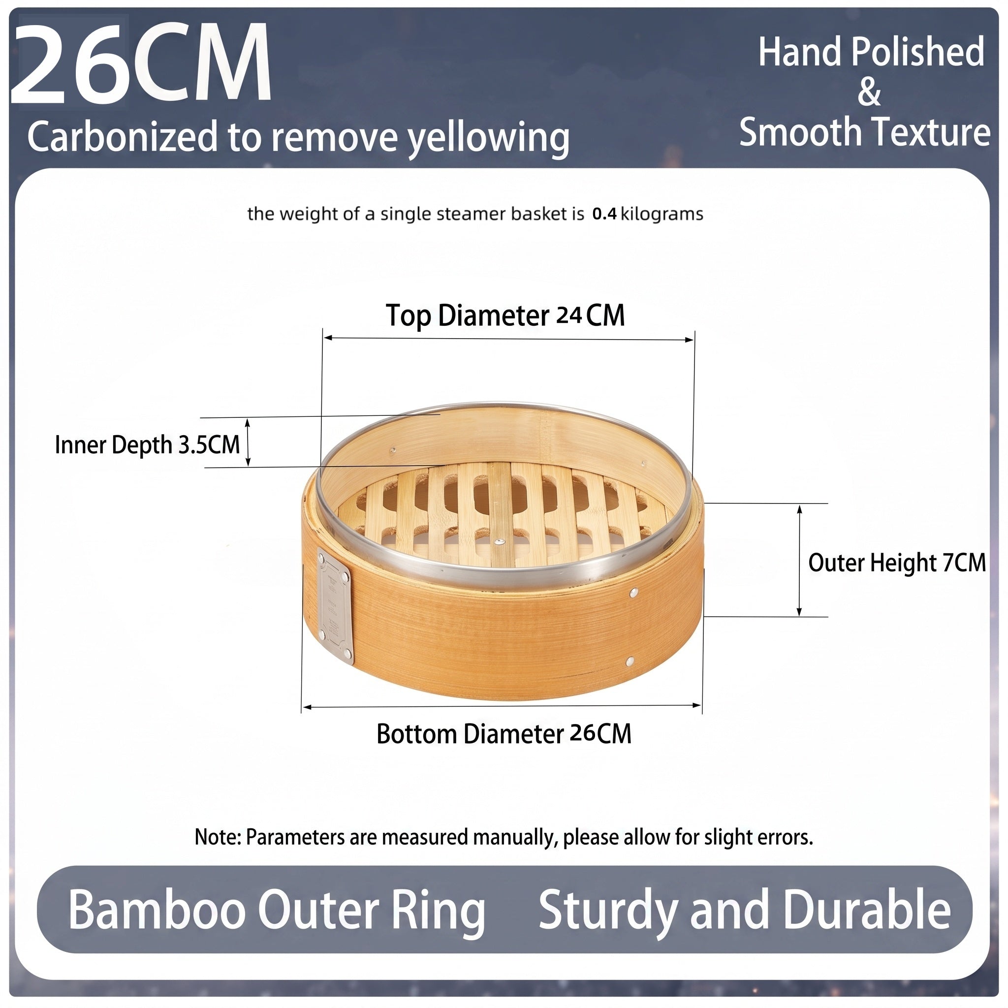 Durable Carbonized Bamboo Steamer with Name Tag