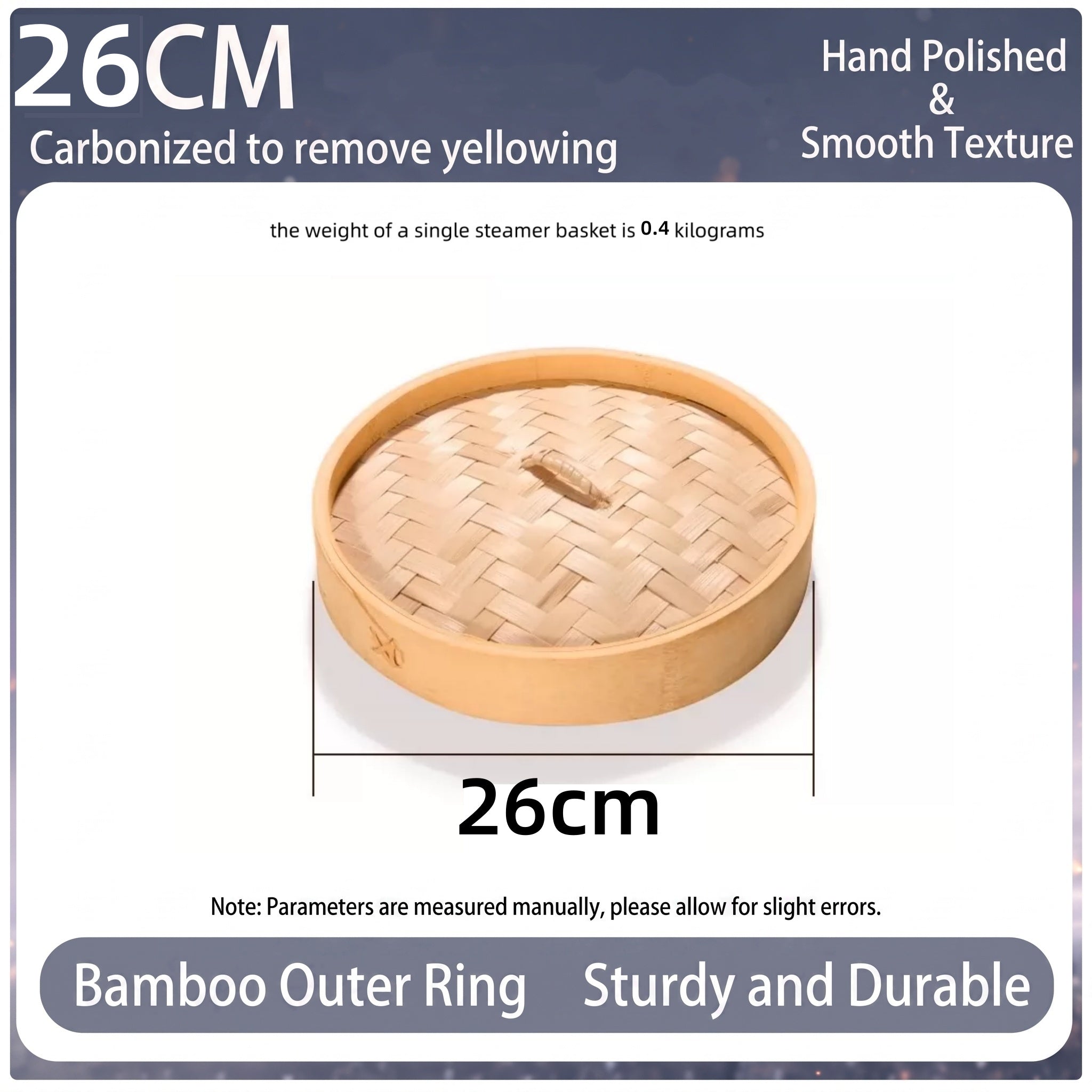 Durable Carbonized Bamboo Steamer with Name Tag