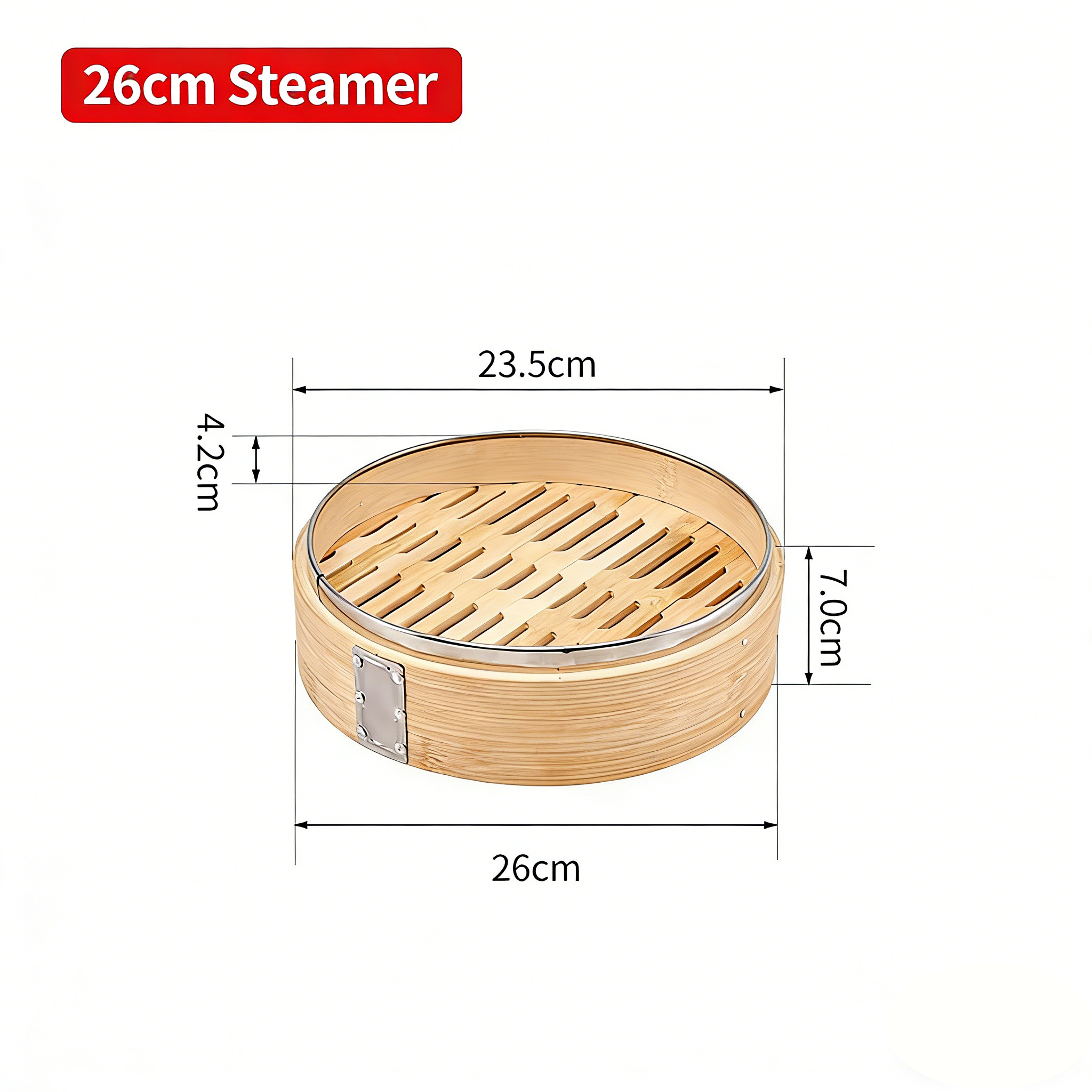 Handcrafted Carbonized Bamboo Steamer, Stainless Steel Reinforced