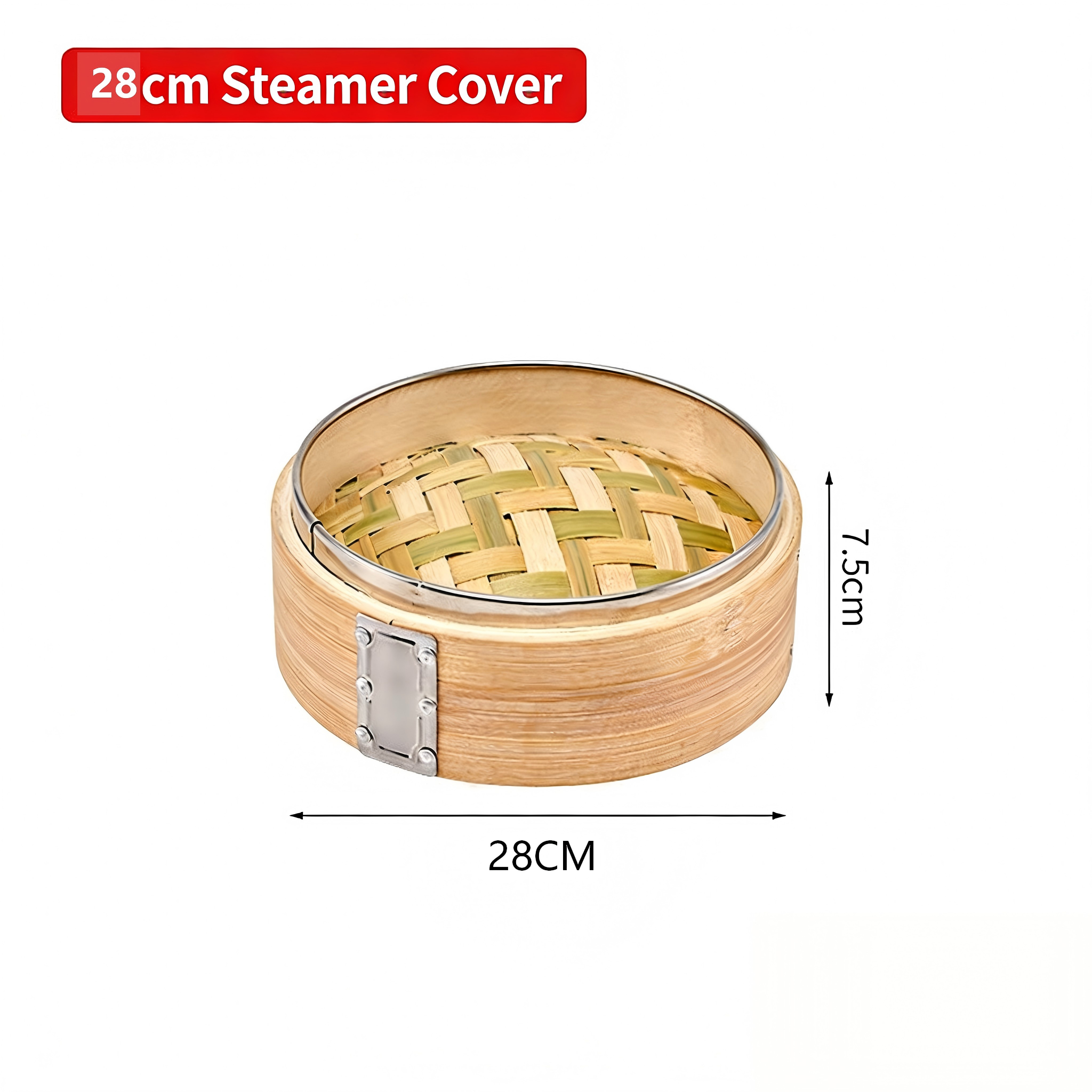 Handcrafted Carbonized Bamboo Steamer, Stainless Steel Reinforced