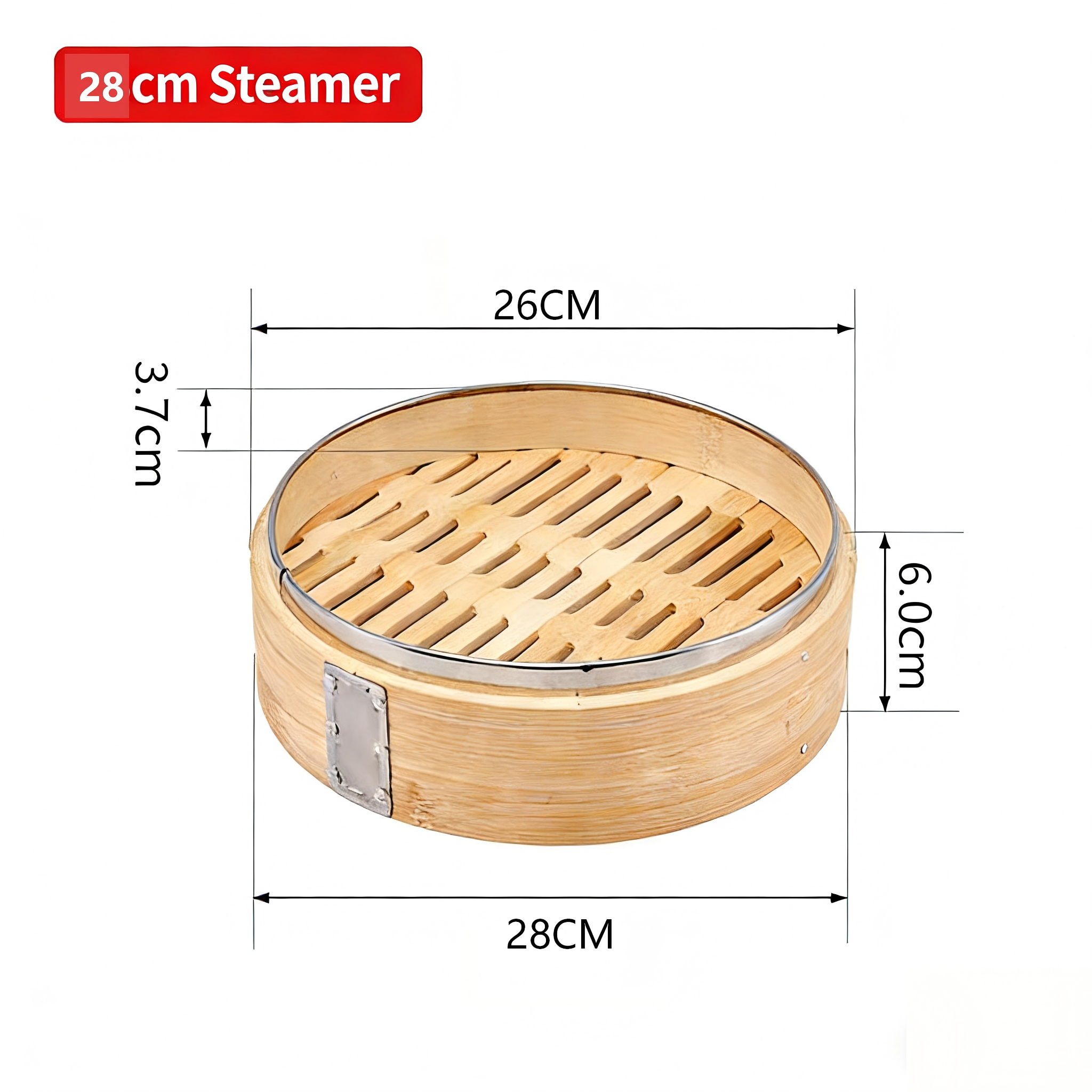 Handcrafted Carbonized Bamboo Steamer, Stainless Steel Reinforced