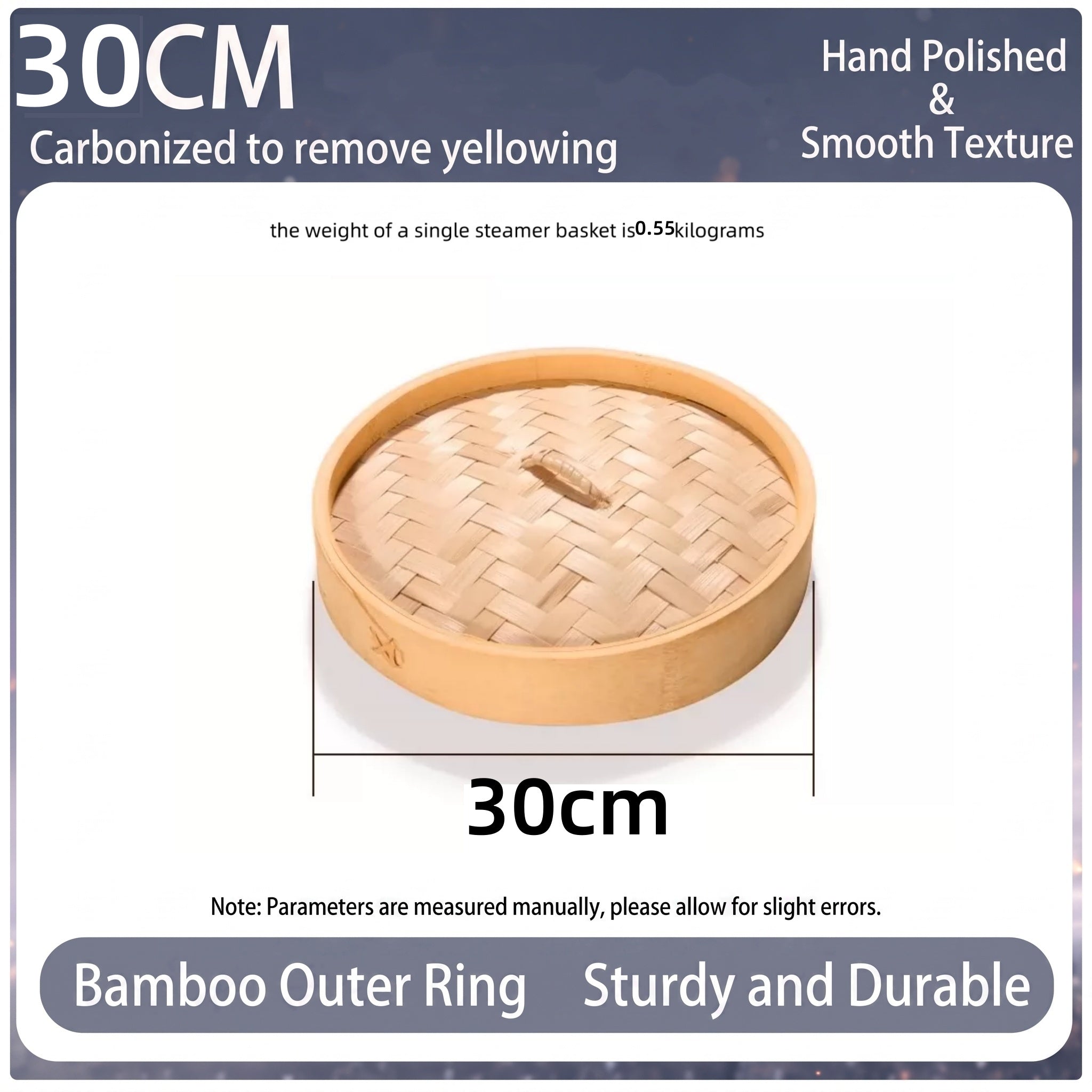 Durable Carbonized Bamboo Steamer with Name Tag