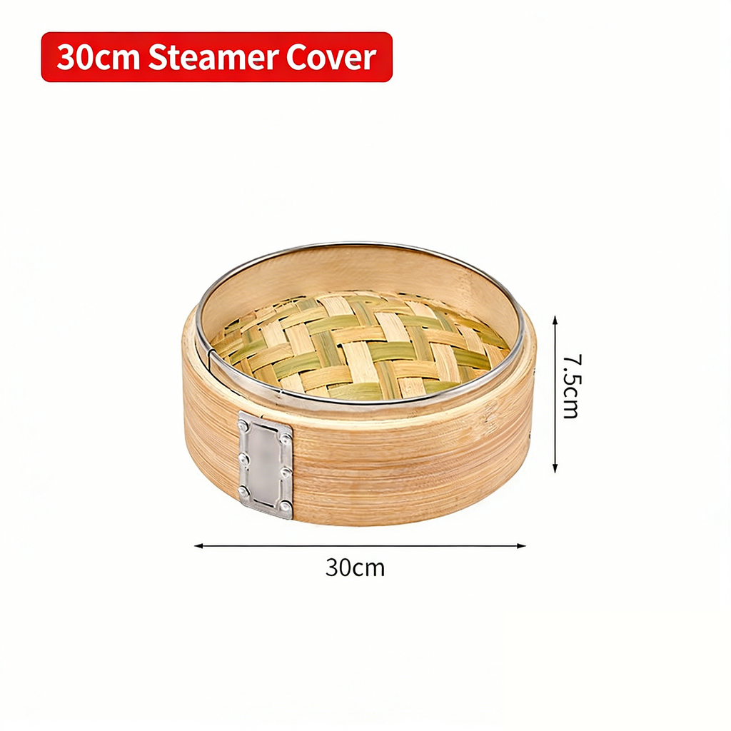 Handcrafted Carbonized Bamboo Steamer, Stainless Steel Reinforced