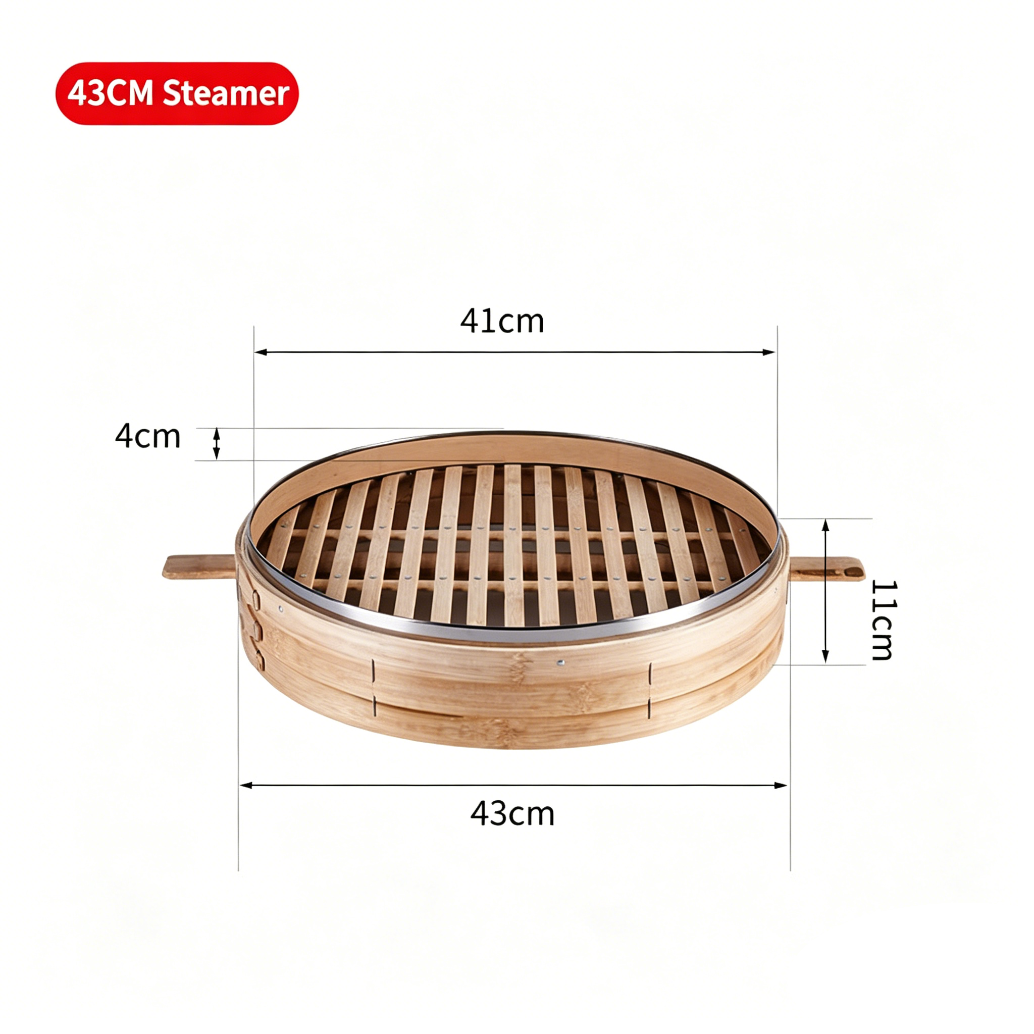 Handmade Carbonized Bamboo Steamer-Staple Reinforced