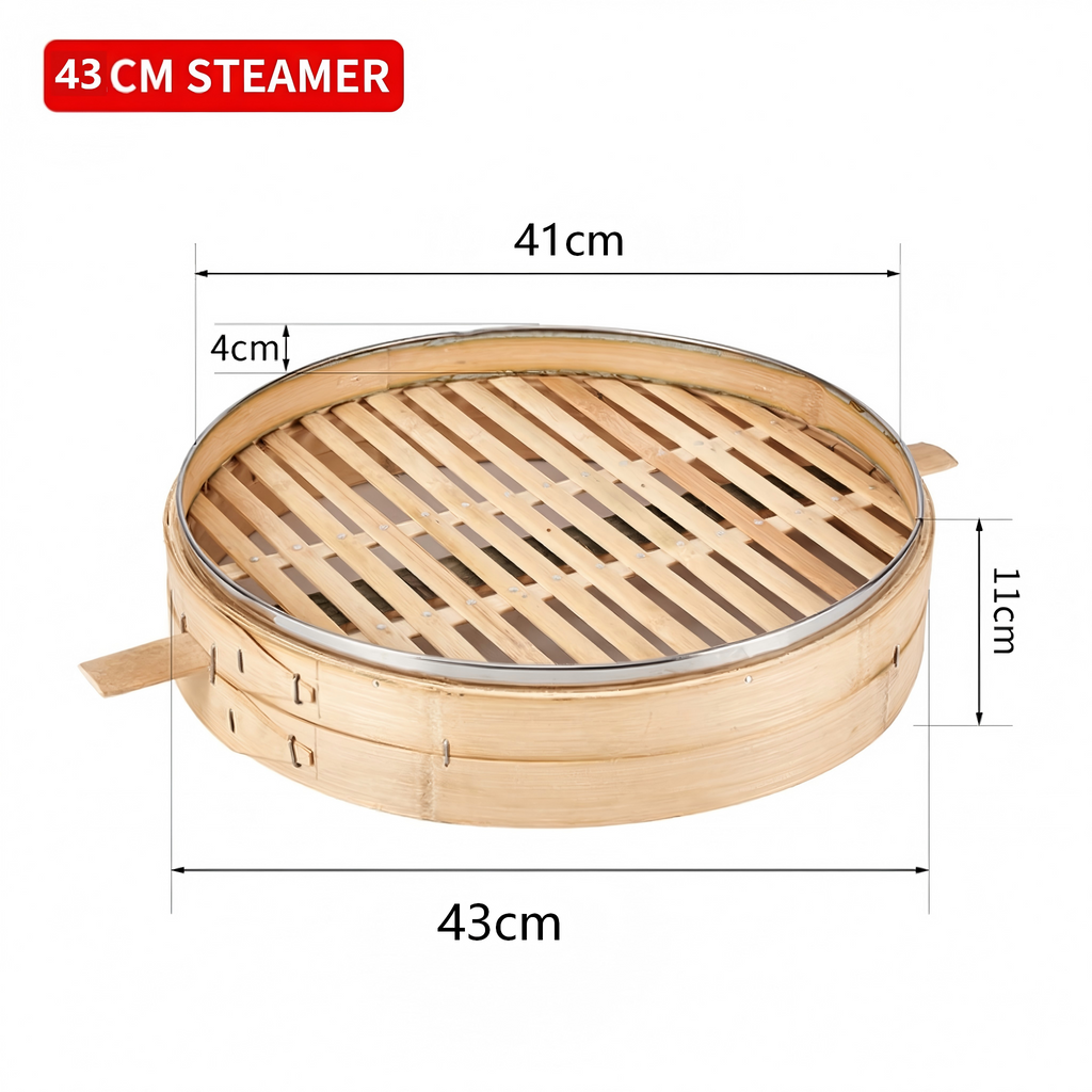 Premium Single Layer Bamboo Steamer Basket