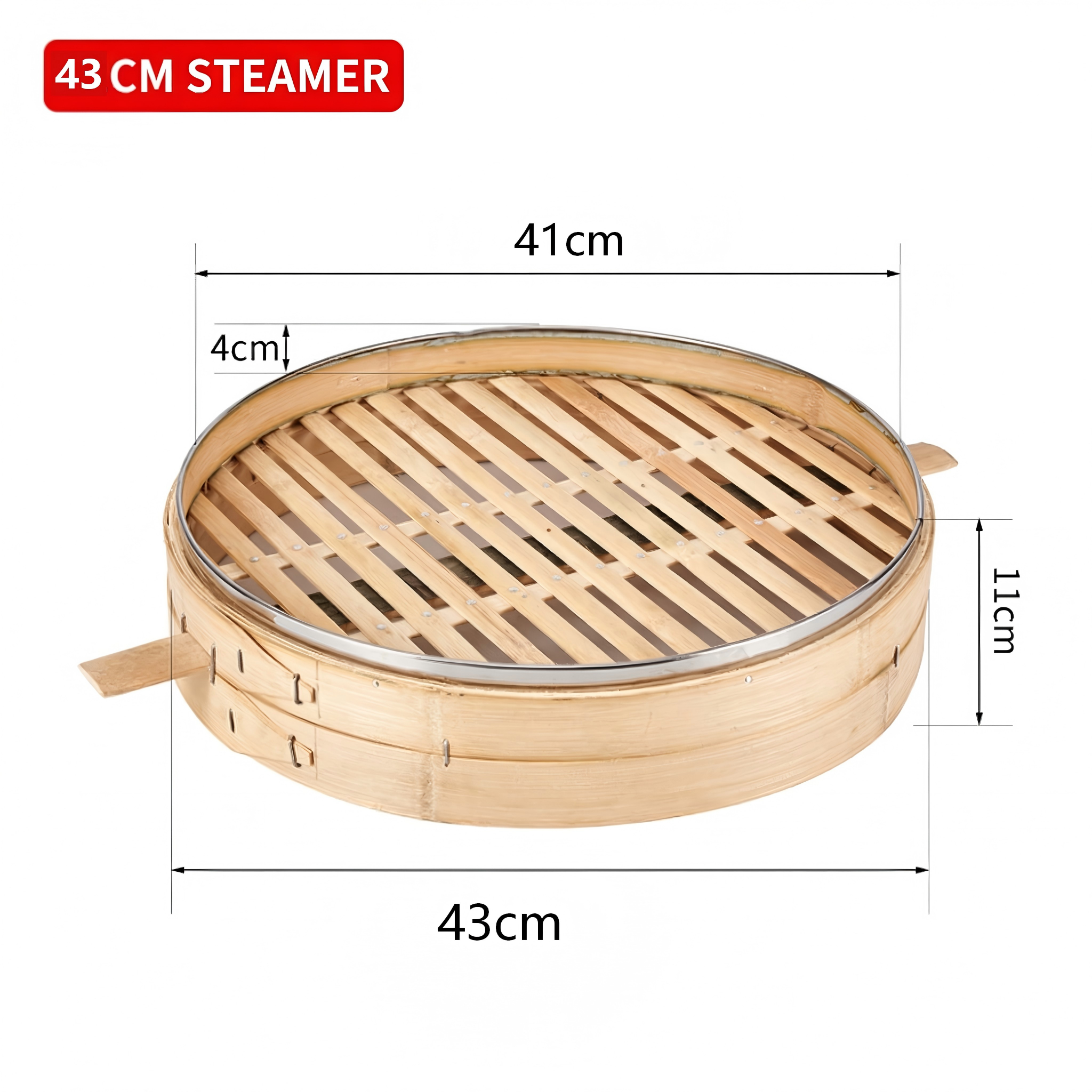 Premium Single Layer Bamboo Steamer Basket