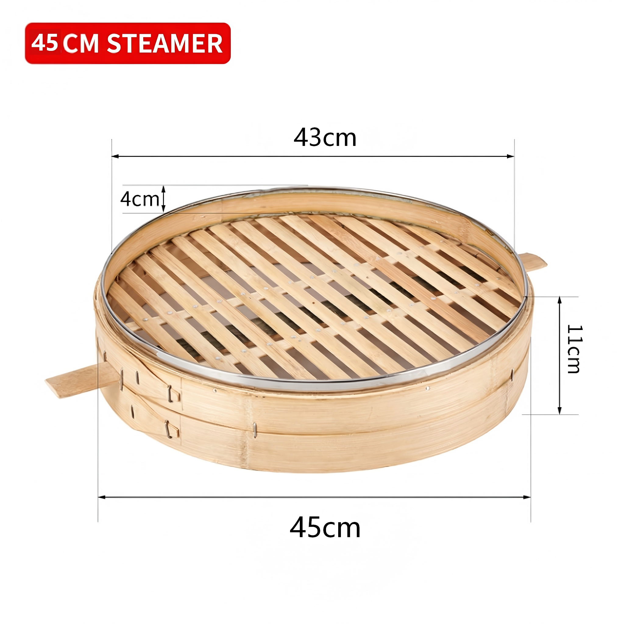 Premium Single Layer Bamboo Steamer Basket