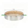 Premium Bamboo Steamer with Reinforced Steel Edges