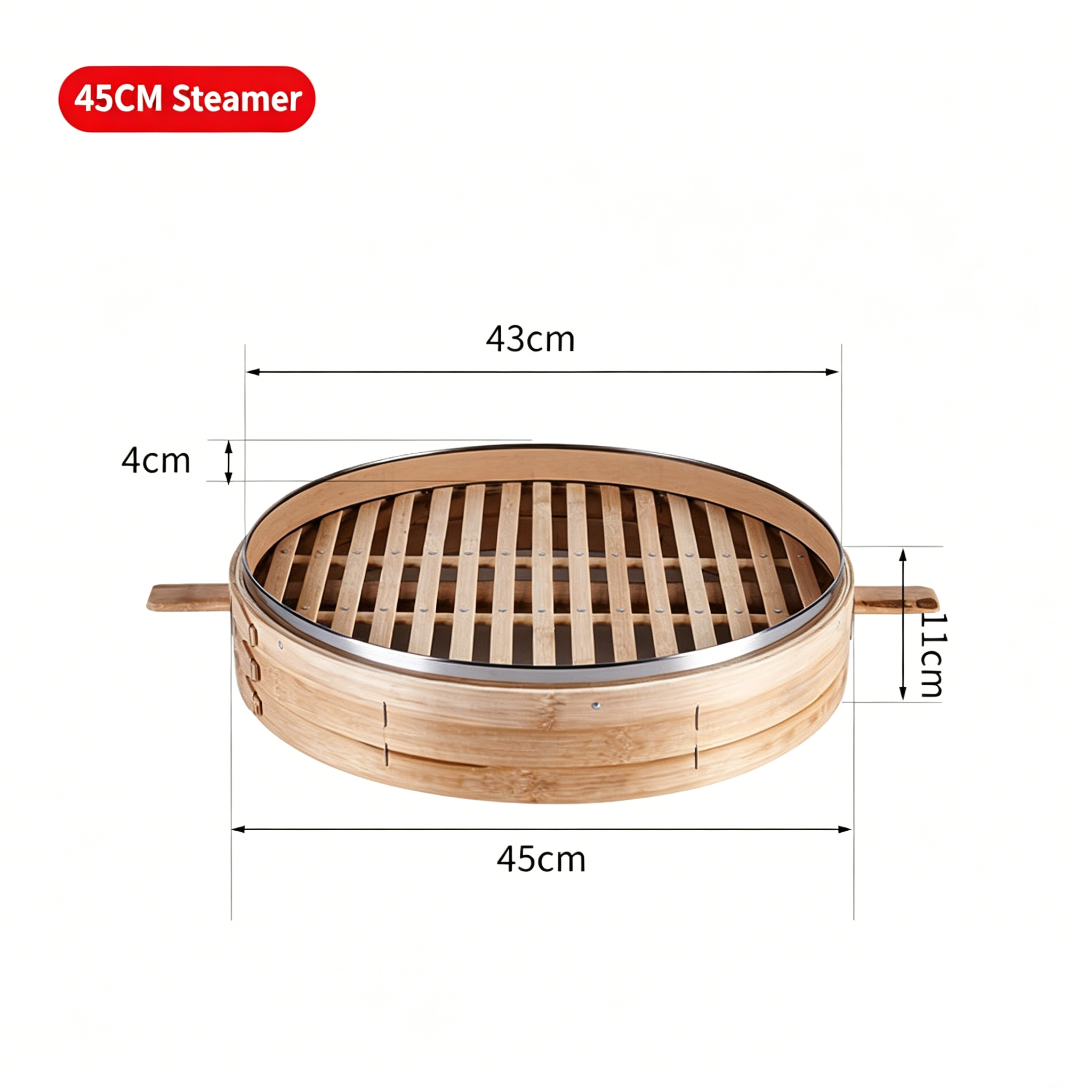Handmade Carbonized Bamboo Steamer-Staple Reinforced