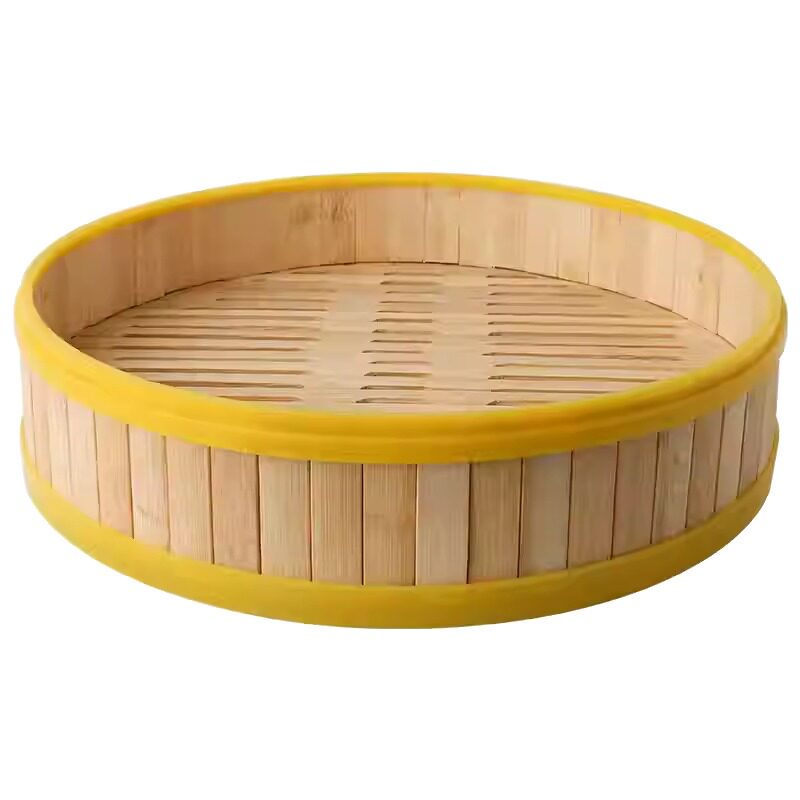 Commercial Bamboo Steamer with Plastic Rim - Breathable Hollow Base