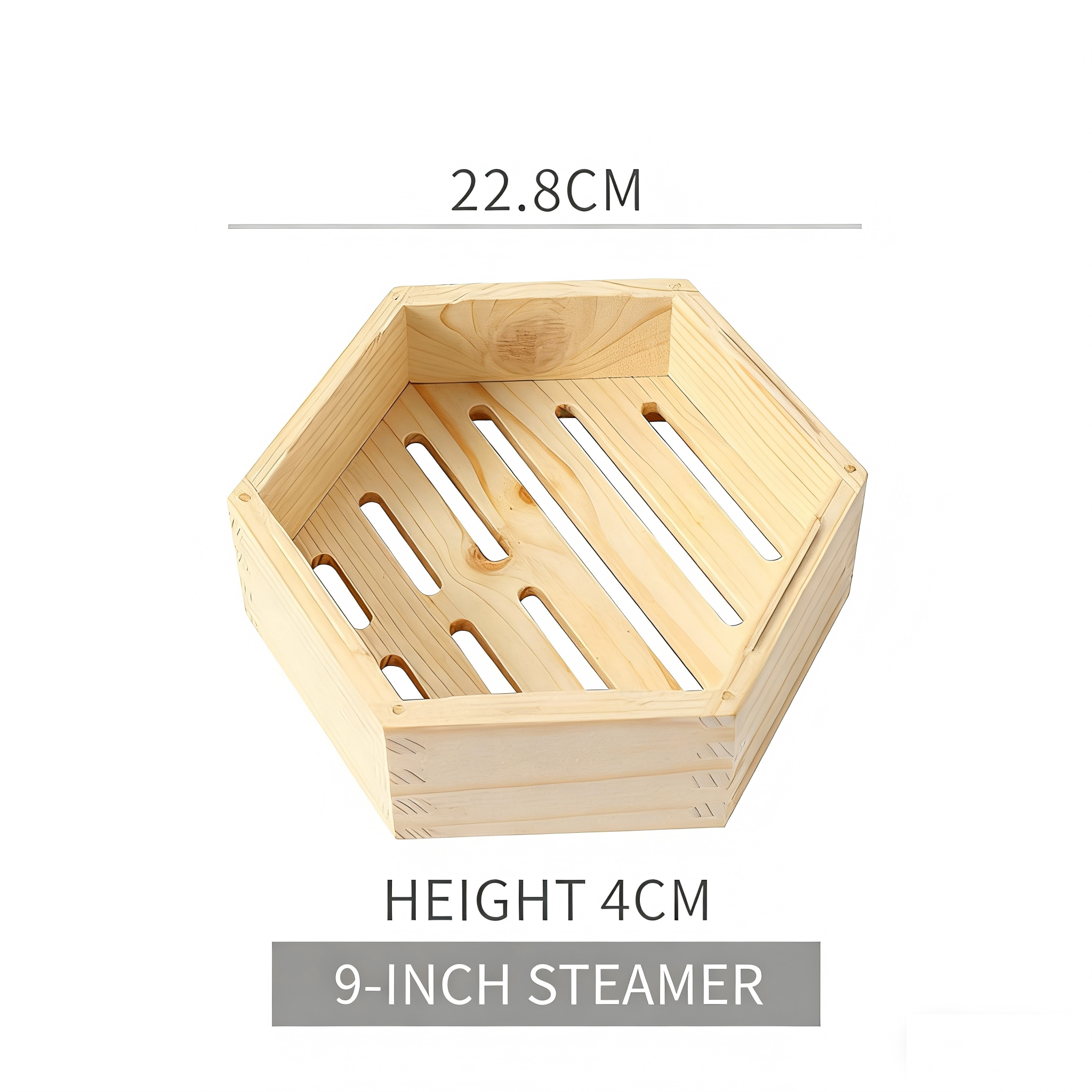 Hexagonal Wooden Steamer Basket-Premium Dim Sum Steamer for Dumplings & Buns