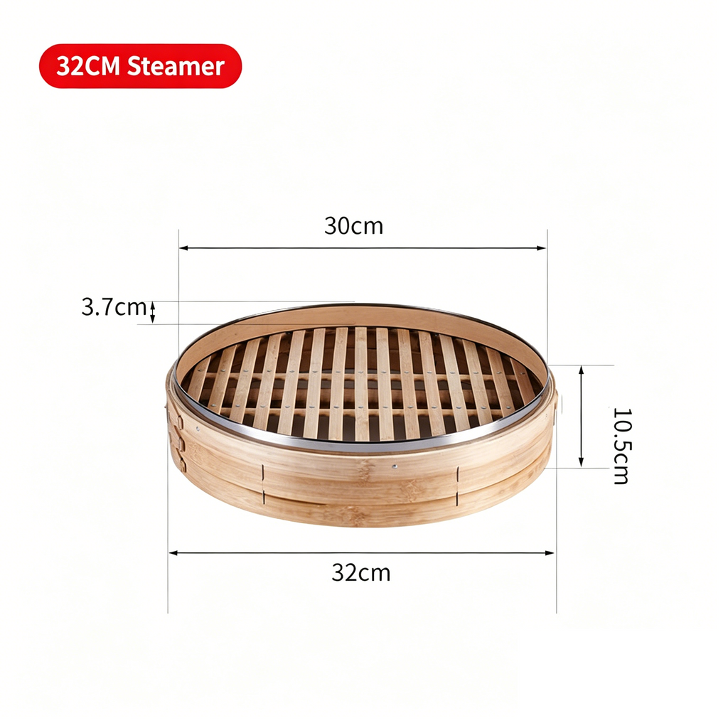Handmade Carbonized Bamboo Steamer-Staple Reinforced