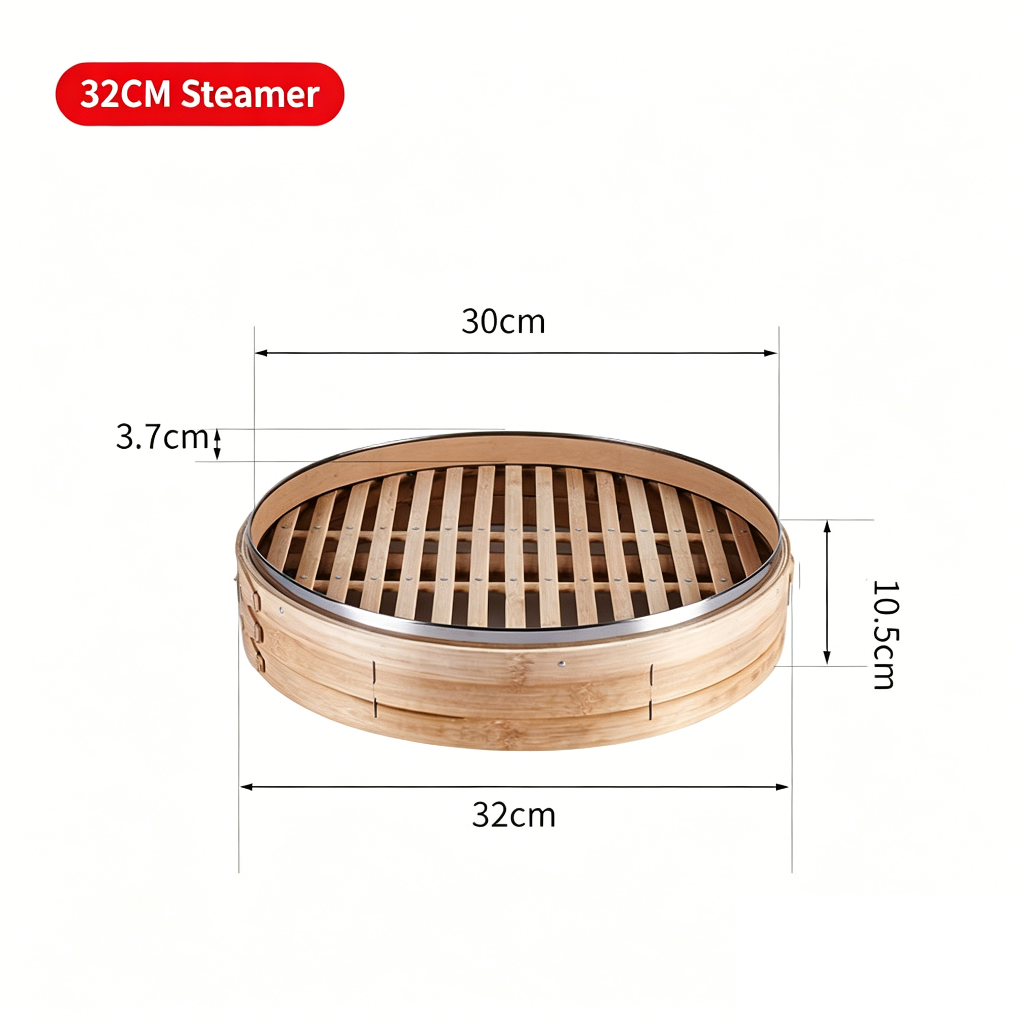 Handmade Carbonized Bamboo Steamer-Staple Reinforced