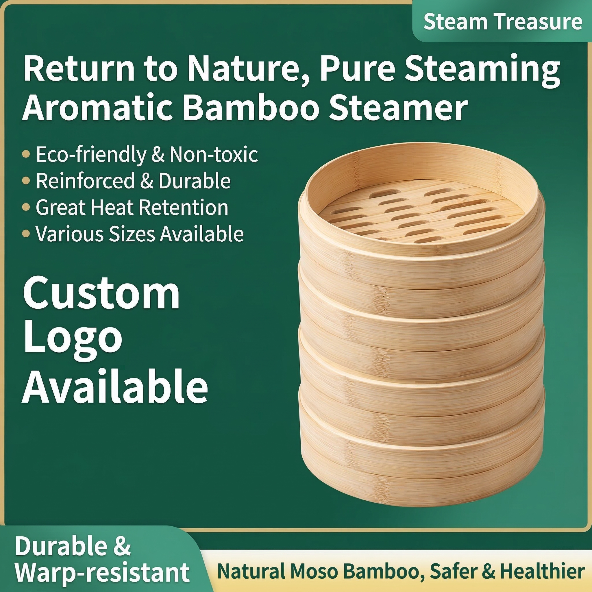 Premium Handcrafted Bamboo Steamer - Authentic Asian Cooking for Healthy Meals