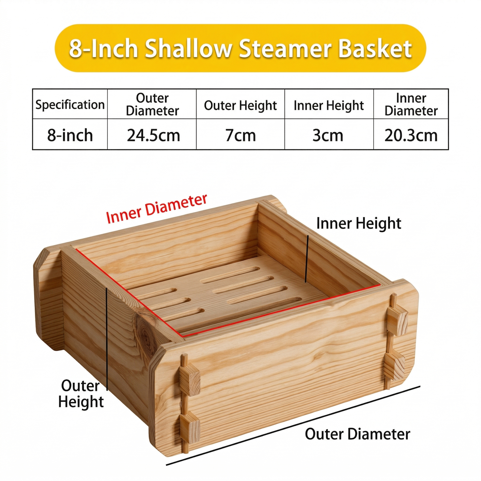 Natural Wood Steamer Tray for Dumplings & Buns