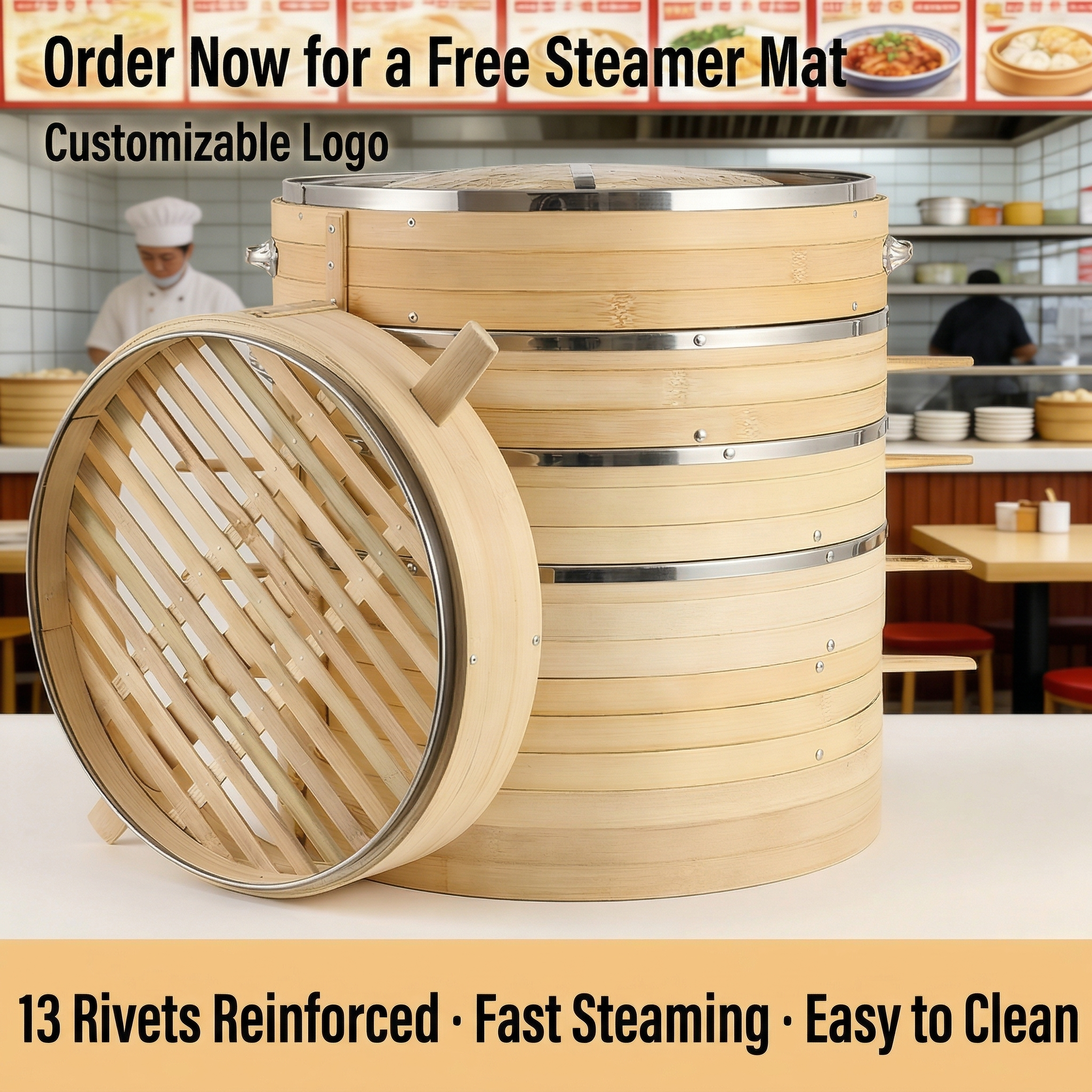 Premium All-Bamboo Steamer | Multiple Sizes & Bottom Options