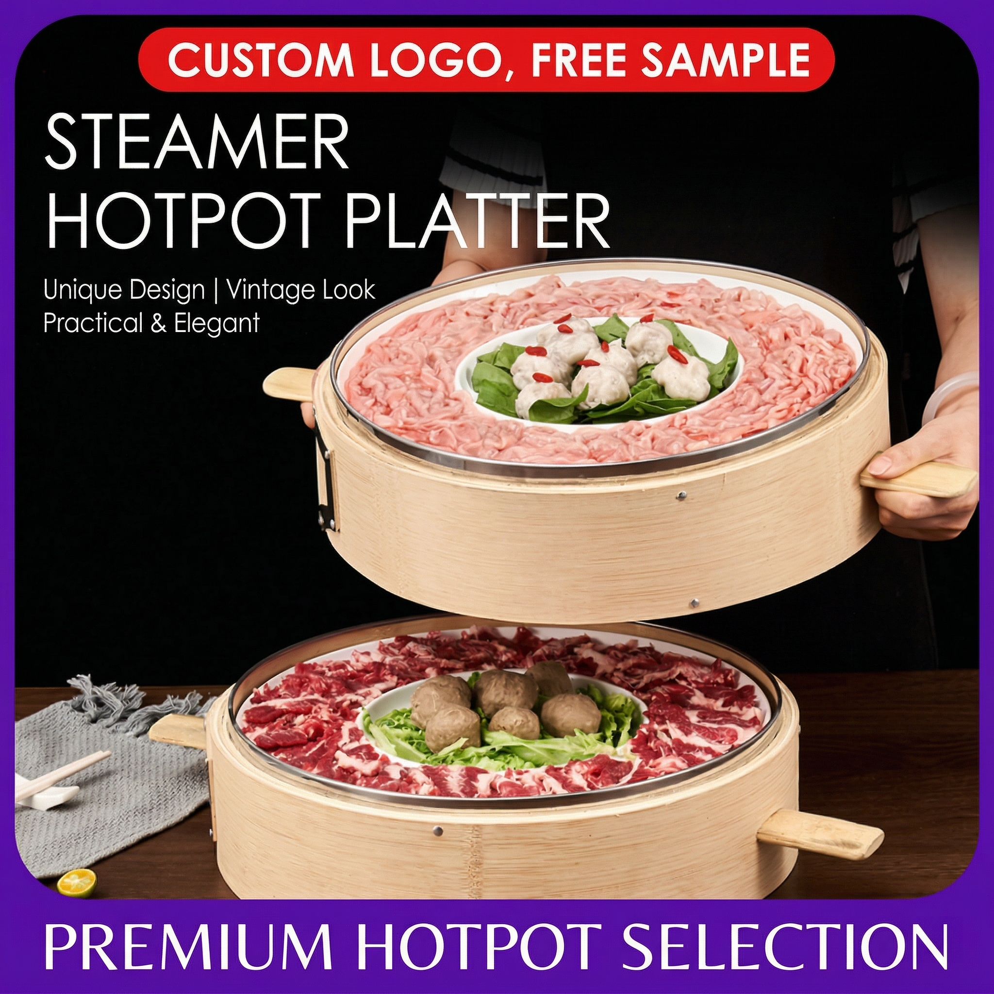 Bamboo Steamer with Tray Set