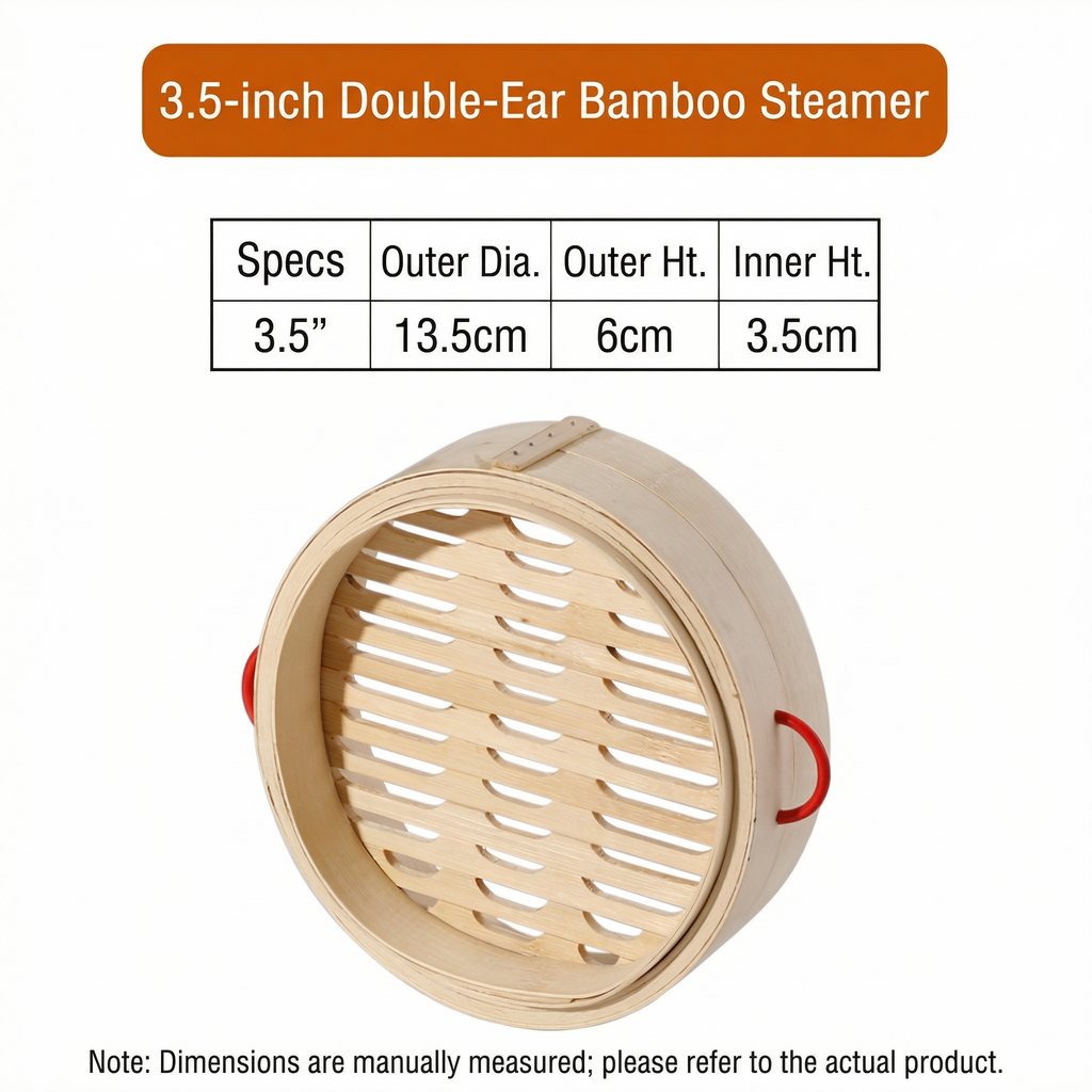 Natural Bamboo Steamer Double Handles - Healthy Steaming for Dumplings, Rice & More