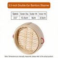 Natural Bamboo Steamer Double Handles - Healthy Steaming for Dumplings, Rice & More