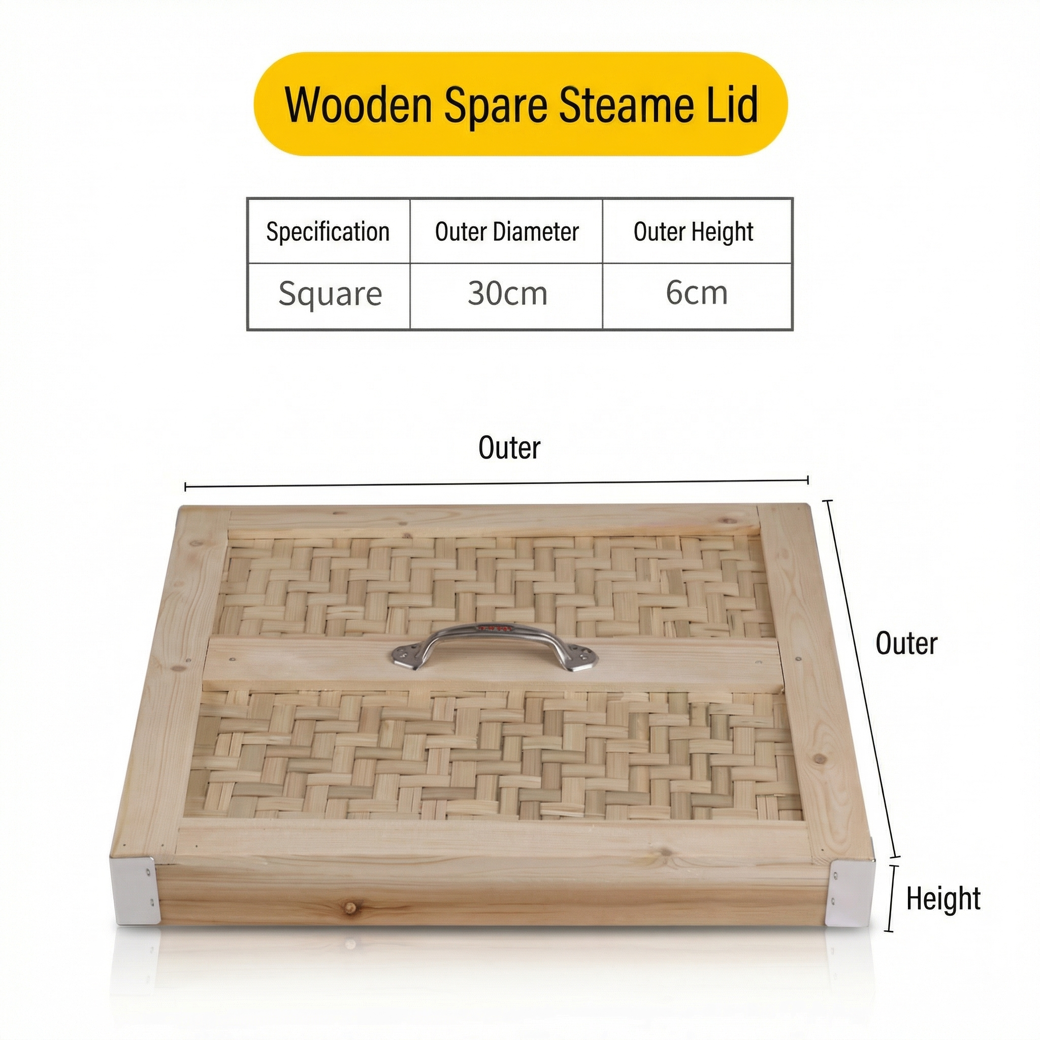 Large Square Wooden Dim Sum Steamer for Restaurant