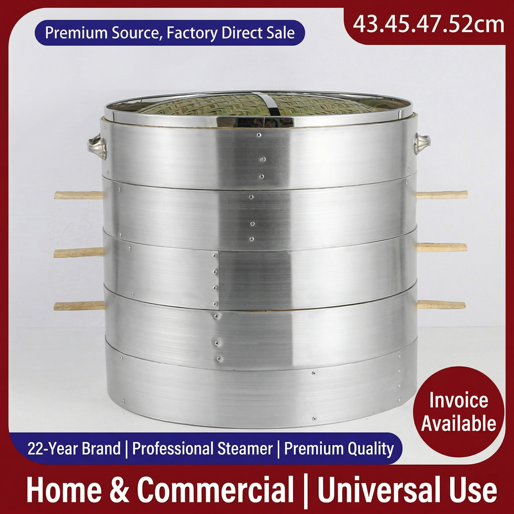 Large Aluminum Bamboo Steamer-Commercial Grade for Home & Restaurant