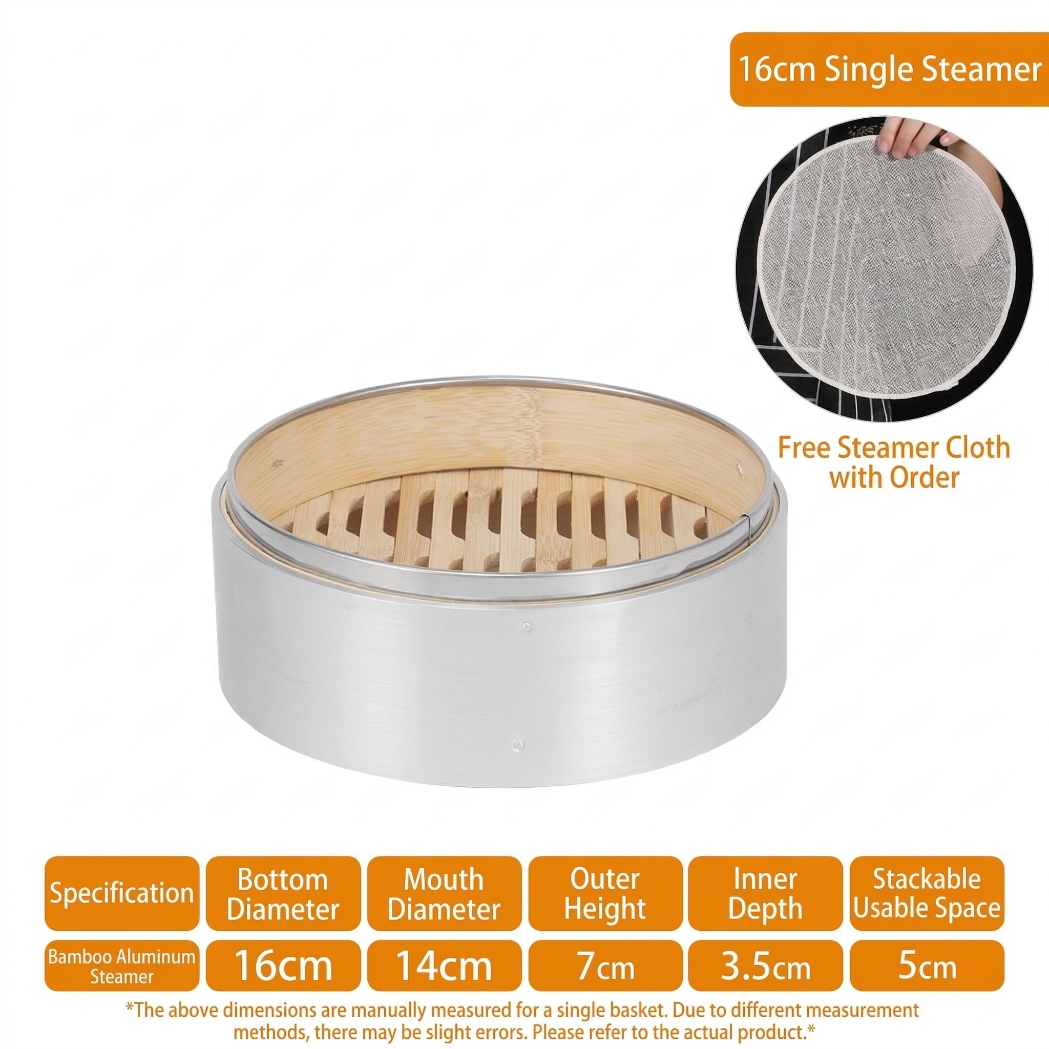 Small Aluminum Steamer Basket-No Handle Design