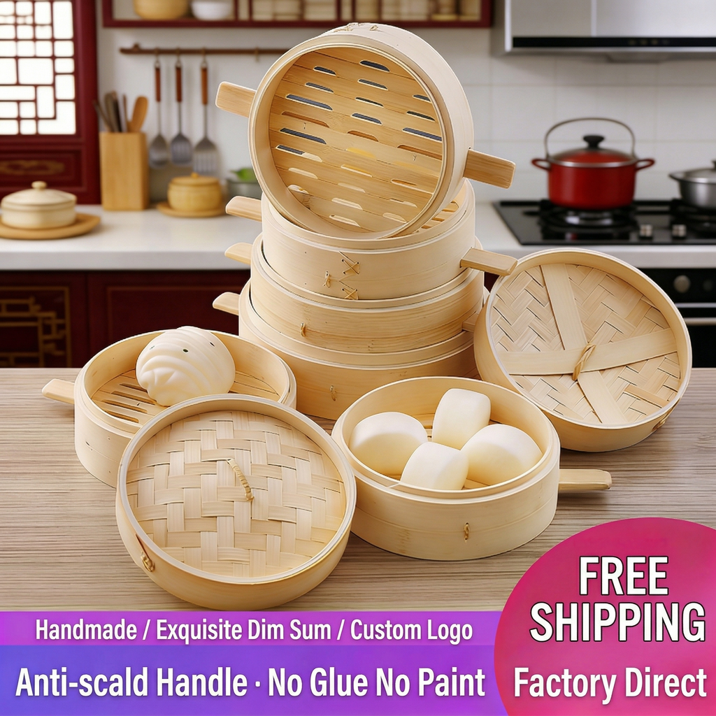 Traditional Asian Bamboo Steamer-Multiple Sizes & Customization Supported