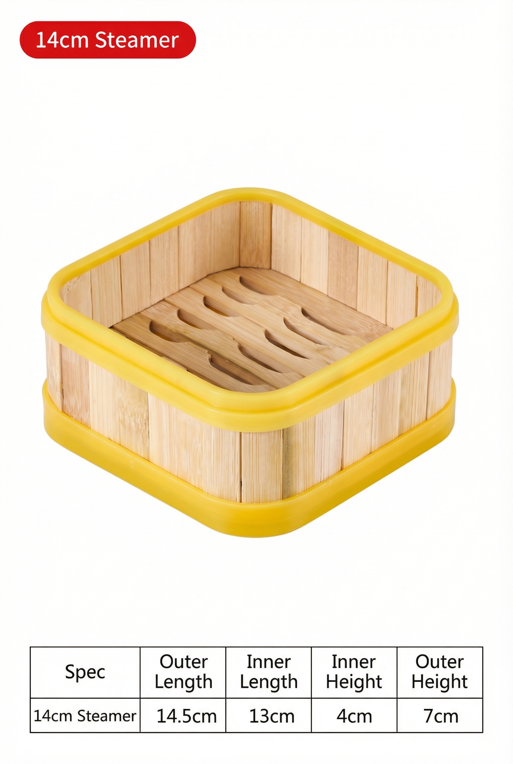Authentic Chinese Square Bamboo Steamer with Plastic Border