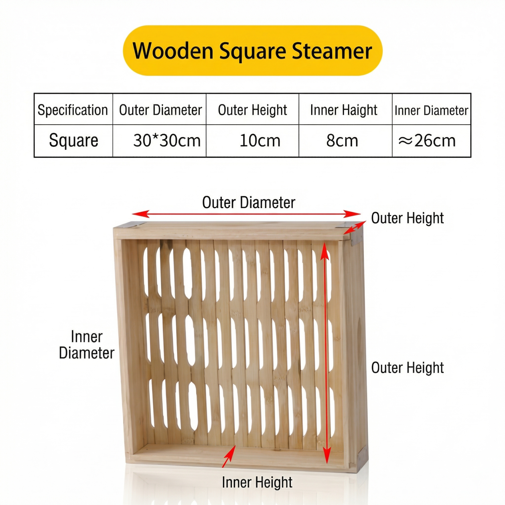 Large Square Wooden Dim Sum Steamer for Restaurant