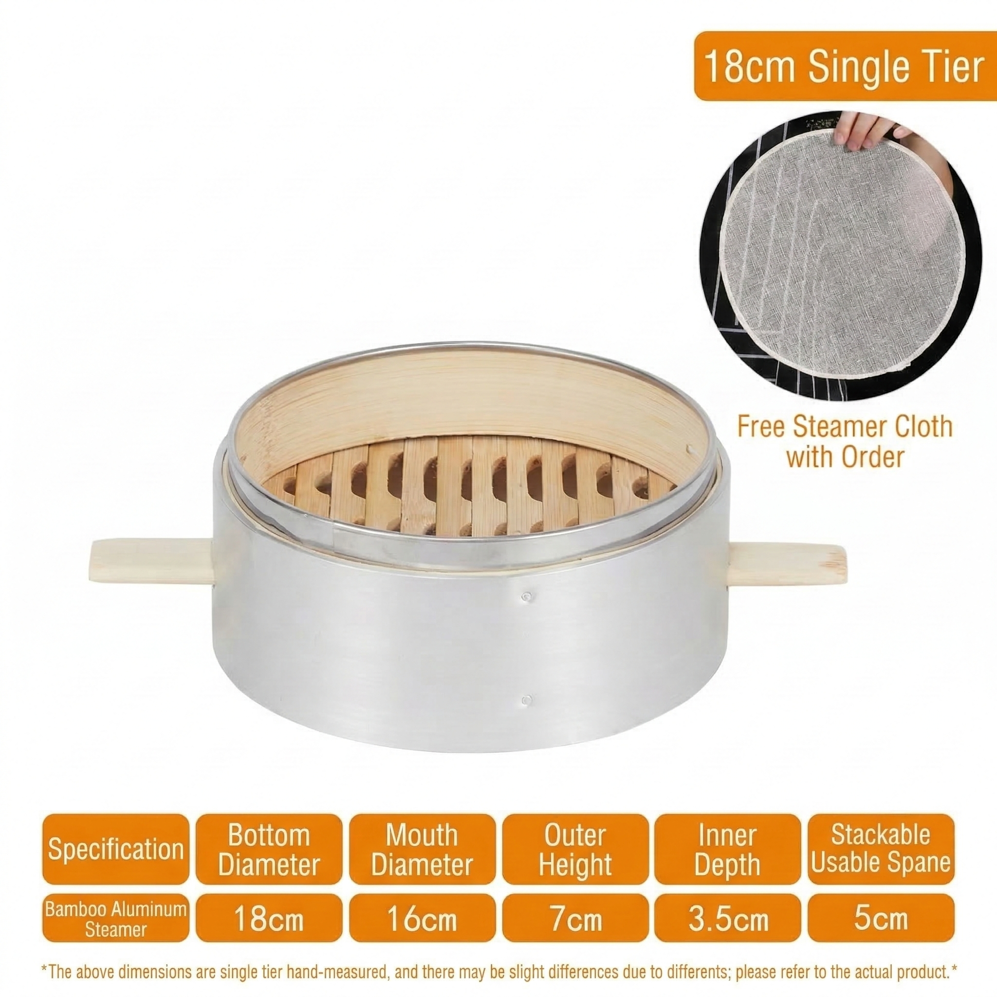 Premium Double Bamboo Handle Aluminum Steamer Basket