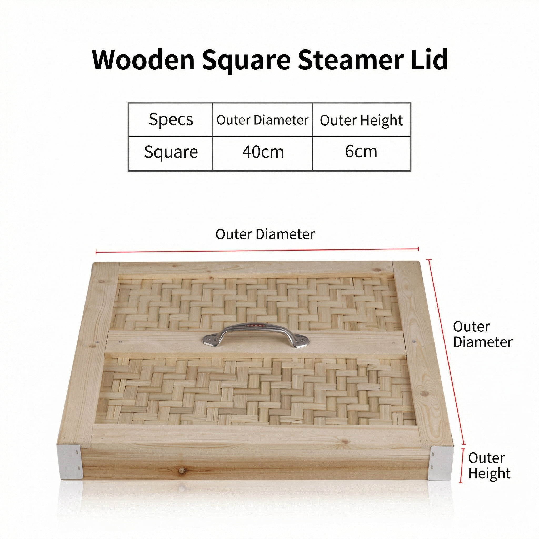 Large Square Wooden Dim Sum Steamer for Restaurant