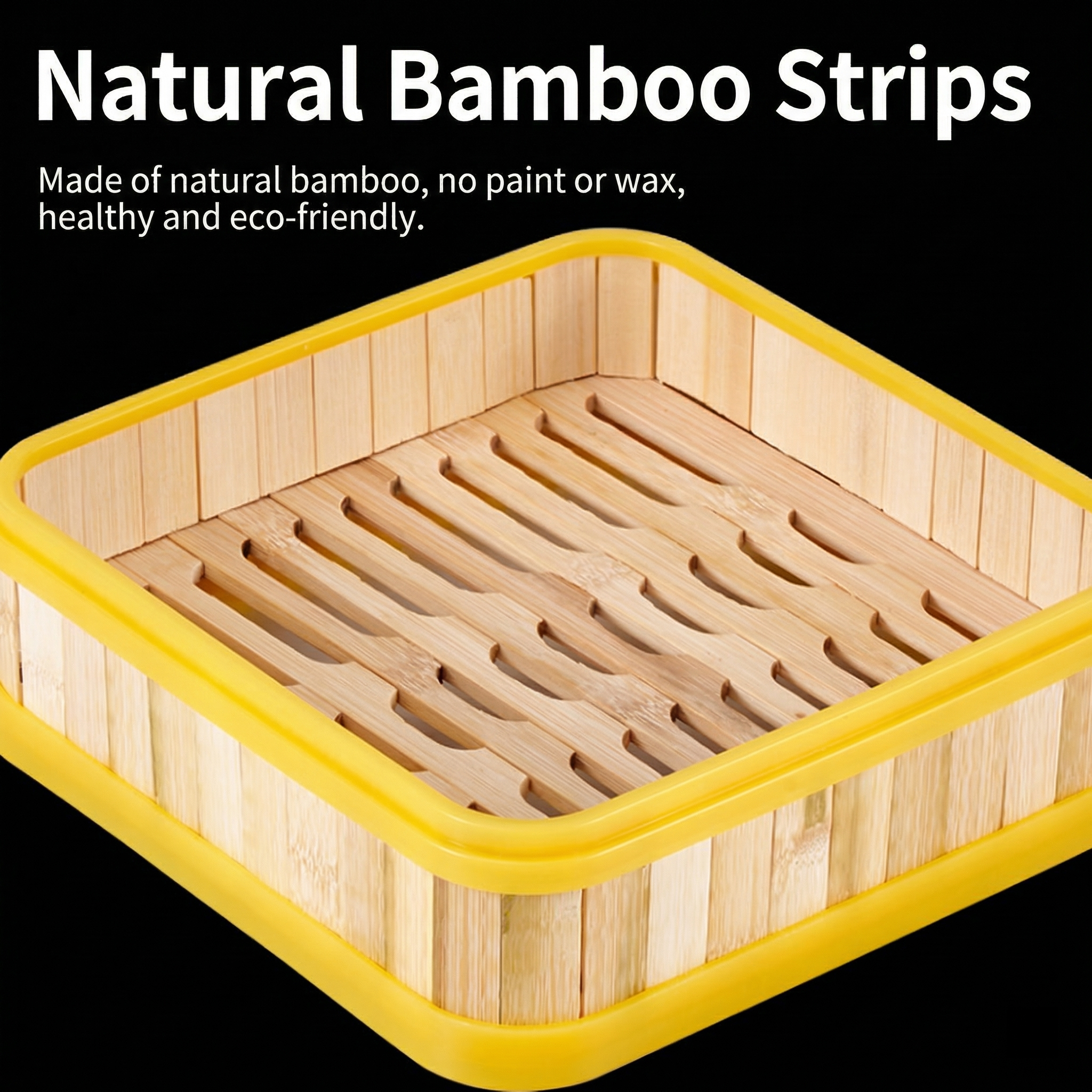 Authentic Chinese Square Bamboo Steamer with Plastic Border