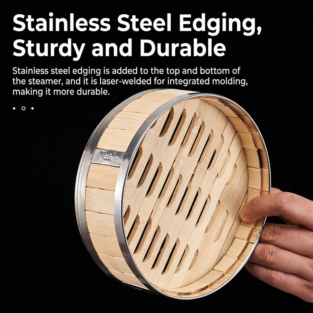 Natulal Bamboo Steamer Basket with Lid