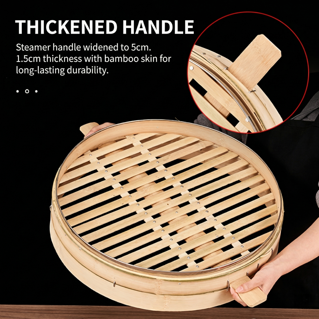 Premium Single Layer Bamboo Steamer Basket