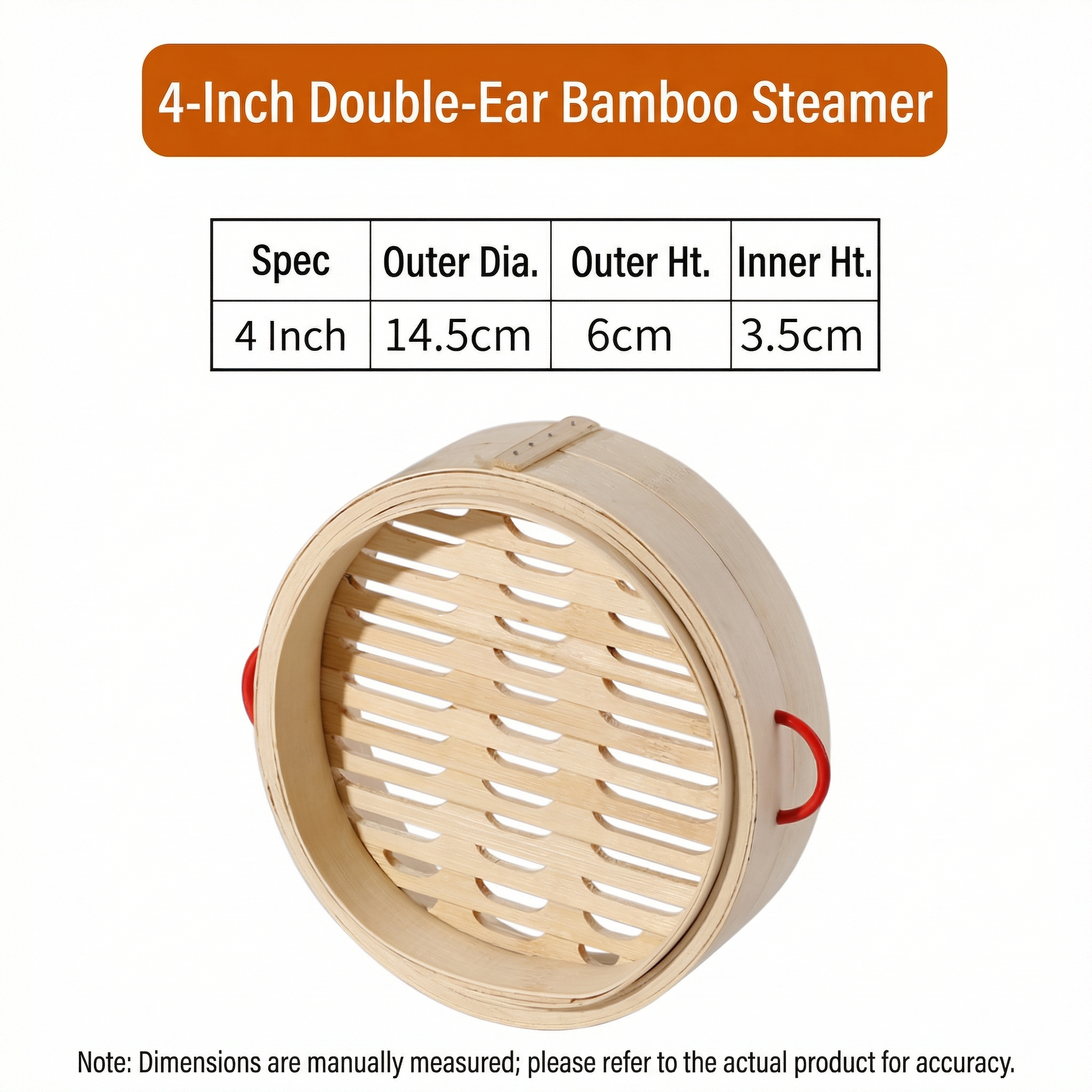 Natural Bamboo Steamer Double Handles-Healthy Steaming for Dumplings,Rice & More