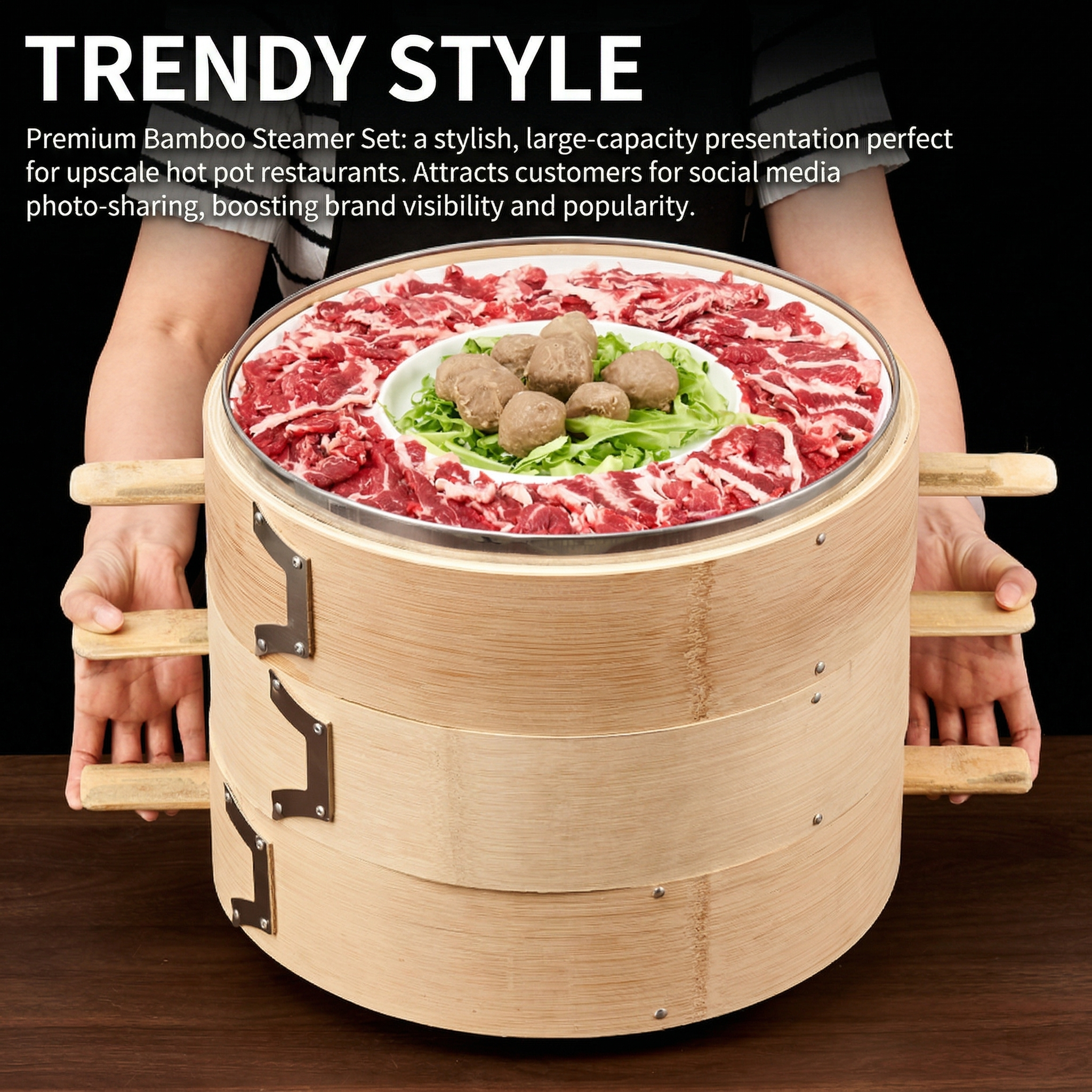 Bamboo Steamer with Tray Set